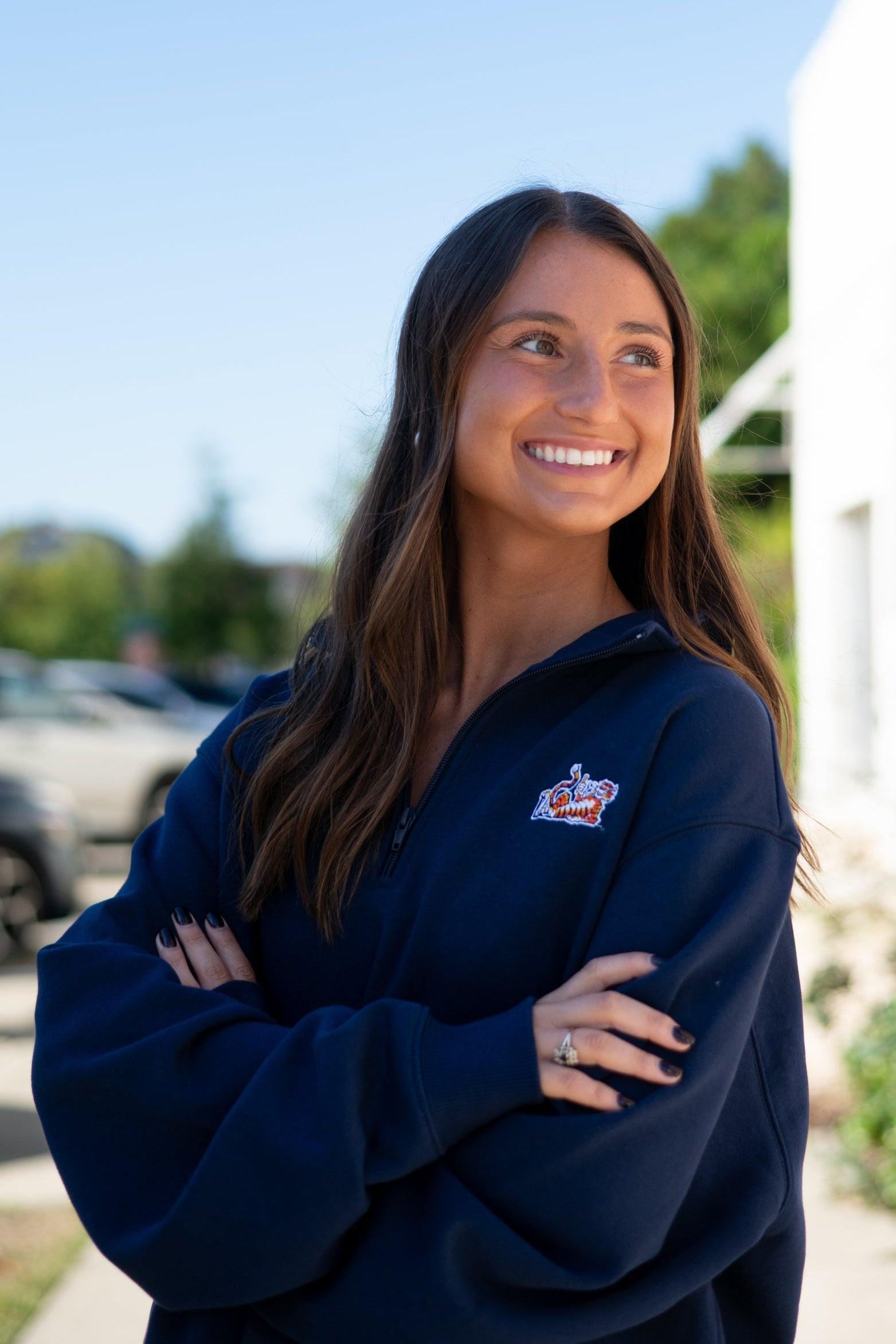 Auburn University Navy ¼ Zip Sweatshirt with Original Aubie Logo Embroidery
