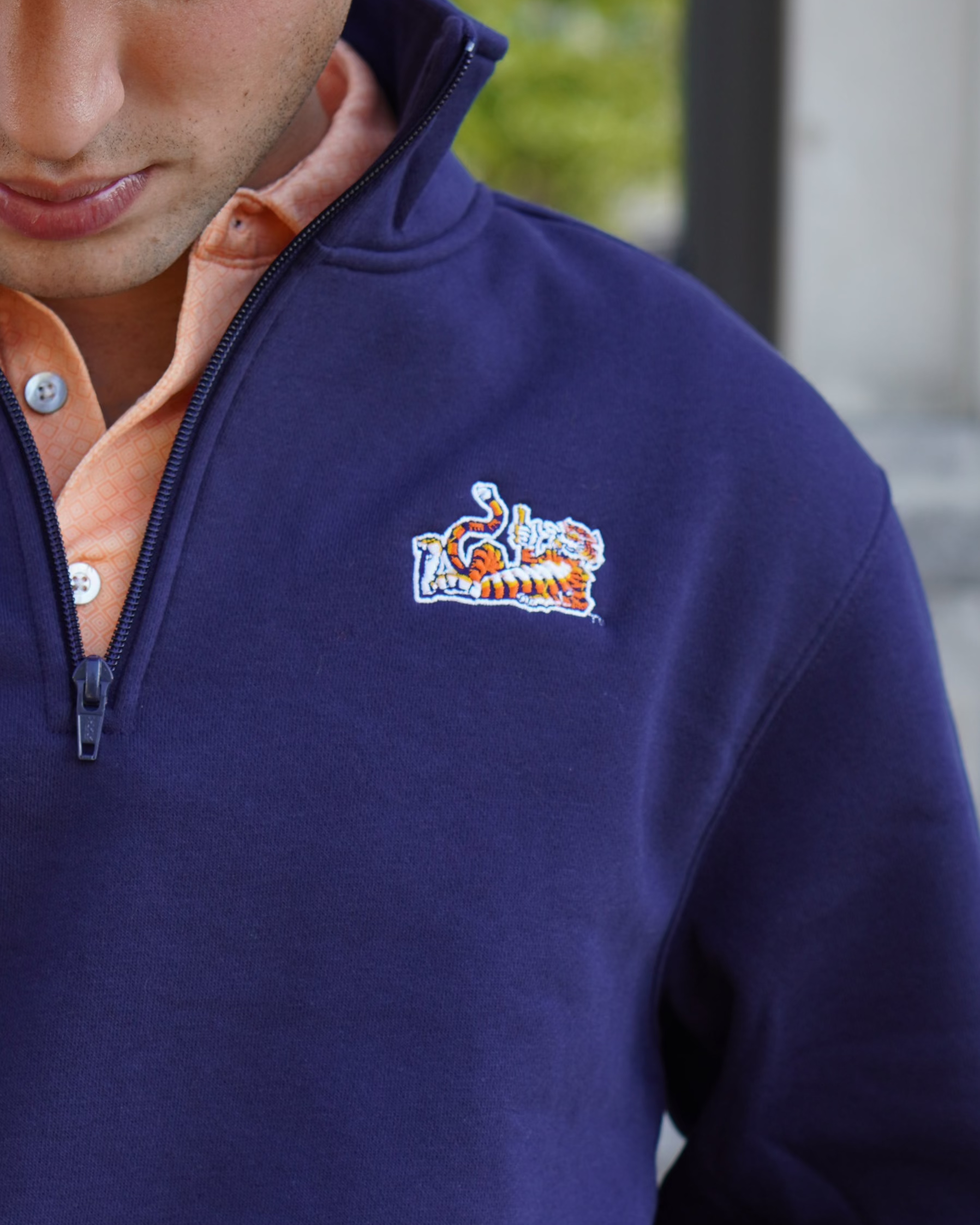 Auburn University Navy ¼ Zip Sweatshirt with Original Aubie Logo Embroidery