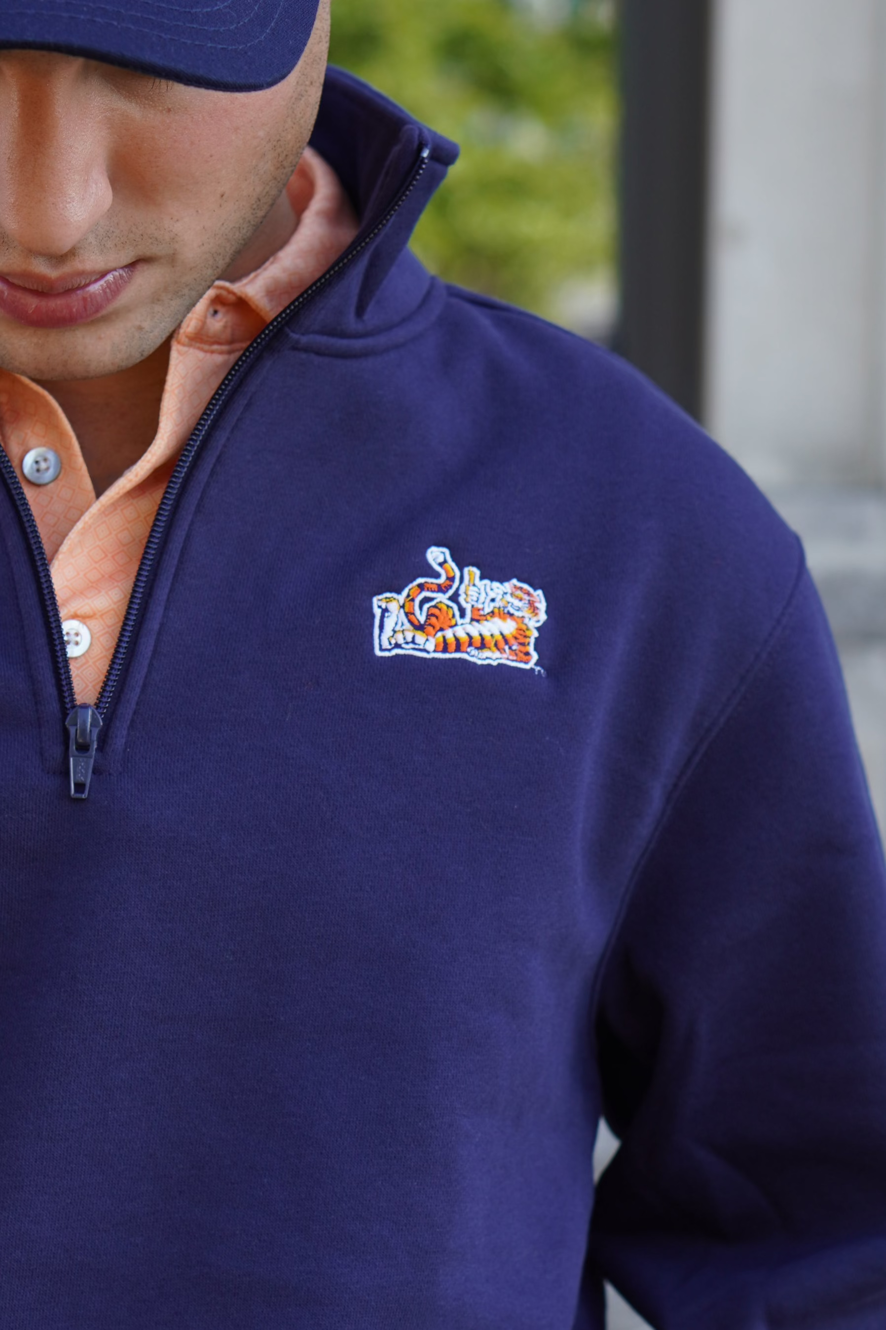 Auburn University Navy ¼ Zip Sweatshirt with Original Aubie Logo Embroidery