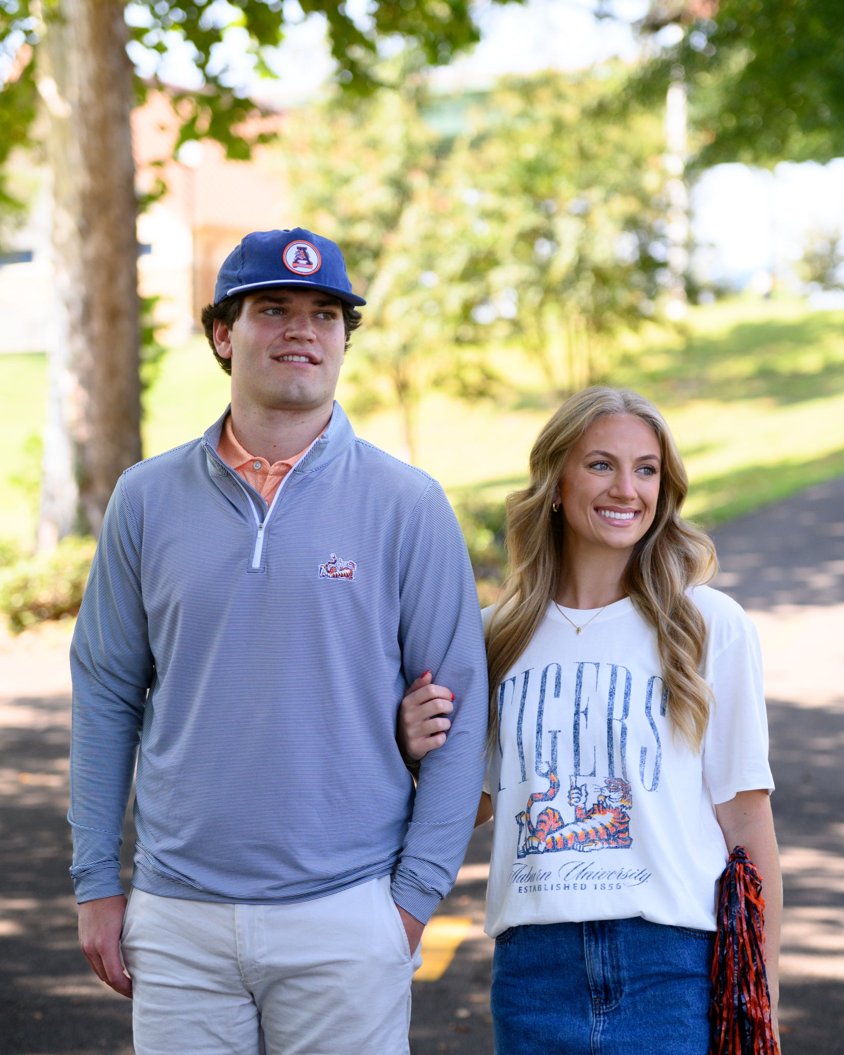 Auburn University Navy Stripe ¼ Zip Pullover with the Original Aubie Logo embroidery