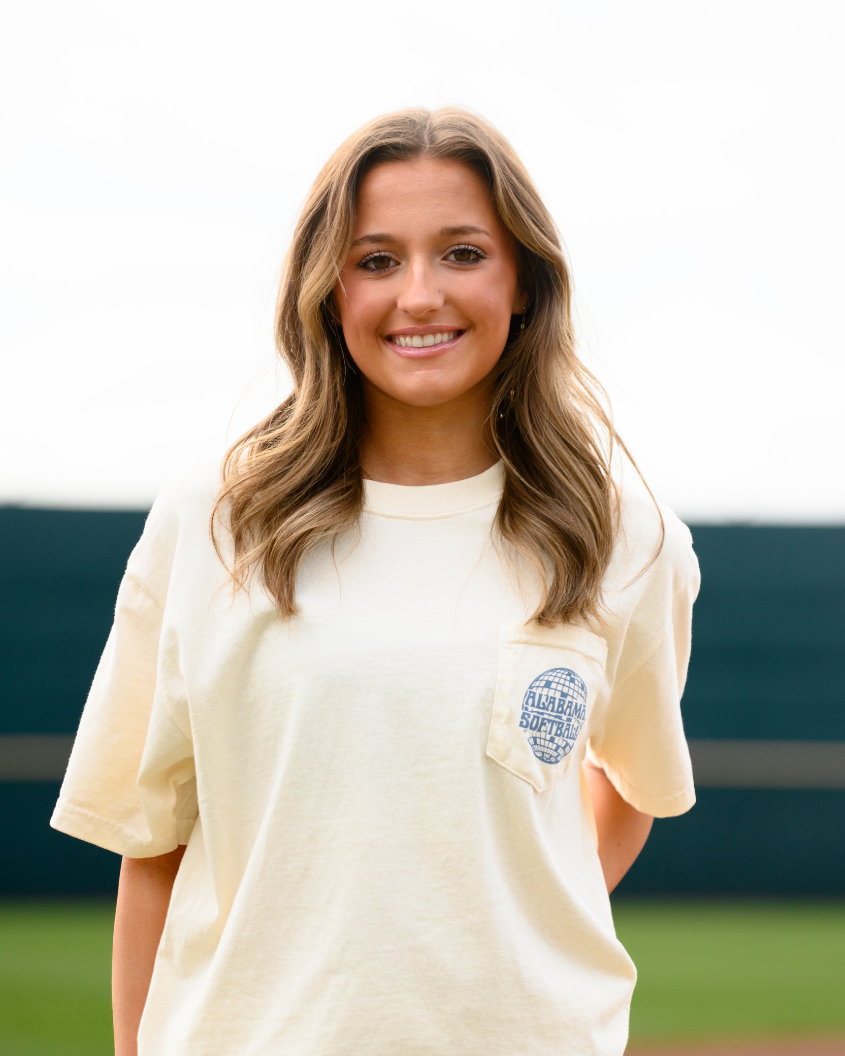 University of Alabama Ivory Front Pocket Design with a disco ball and text “Alabama Softball”