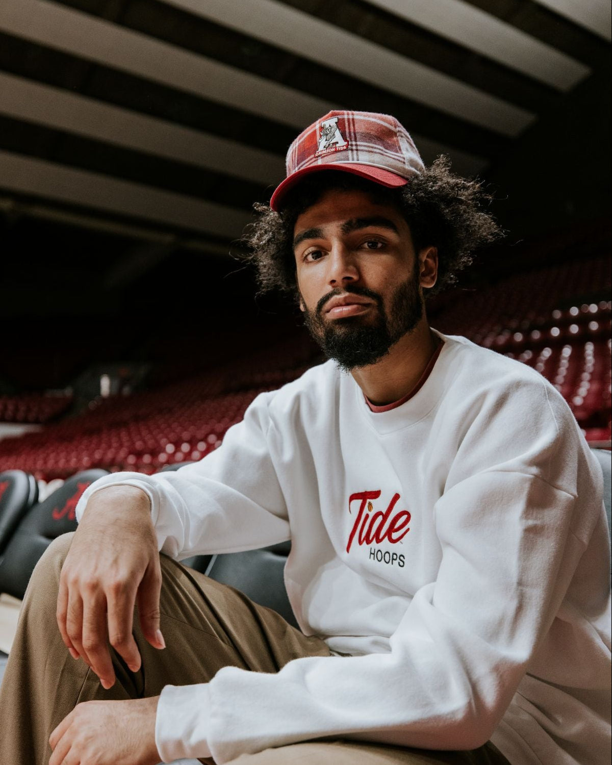 University of Alabama Crimson Plaid Hat with a White Vintage A Logo Patch