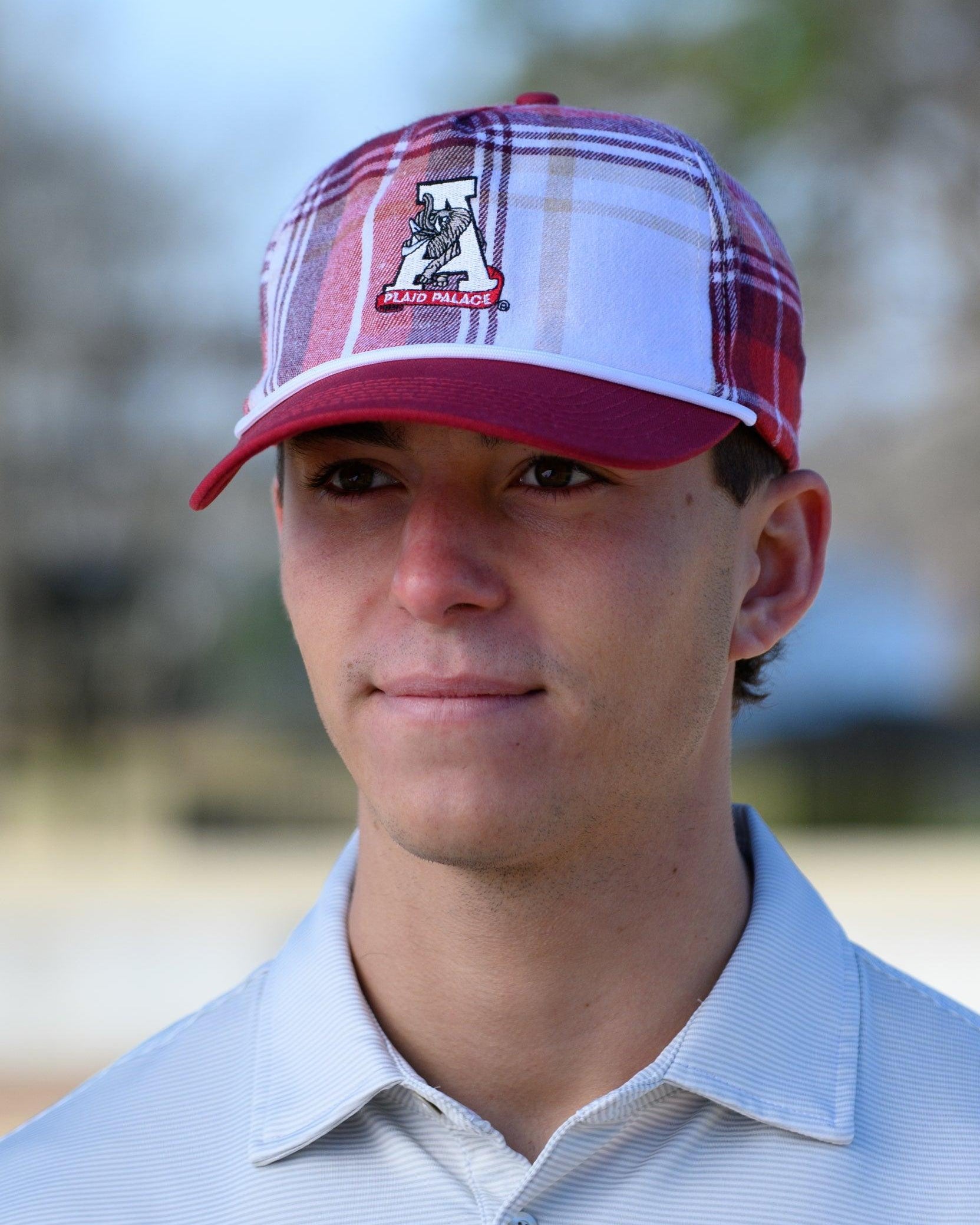 University of Alabama Crimson Plaid Hat with a White Vintage A Logo Patch