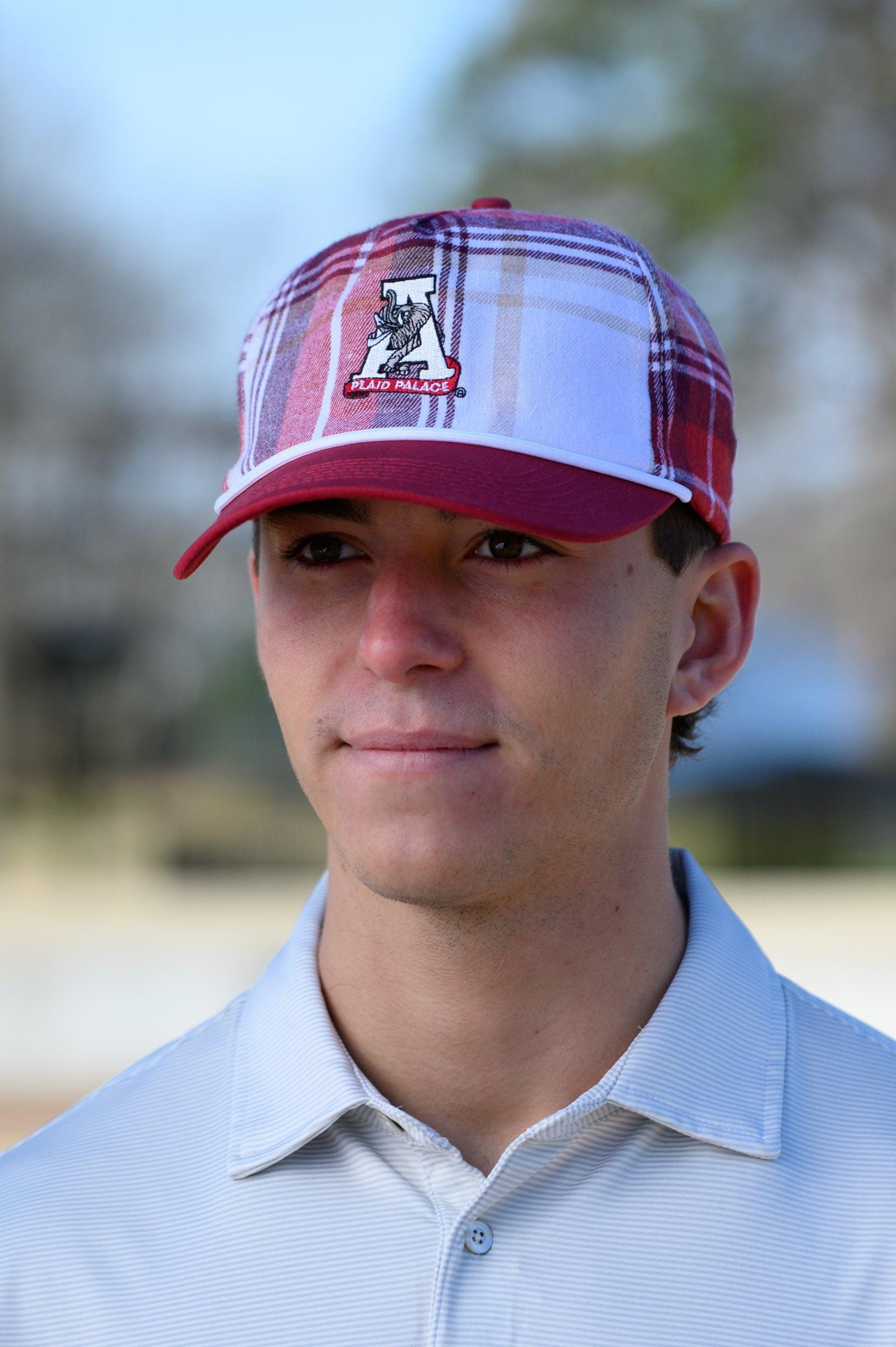 University of Alabama Crimson Plaid Hat with a White Vintage A Logo Patch