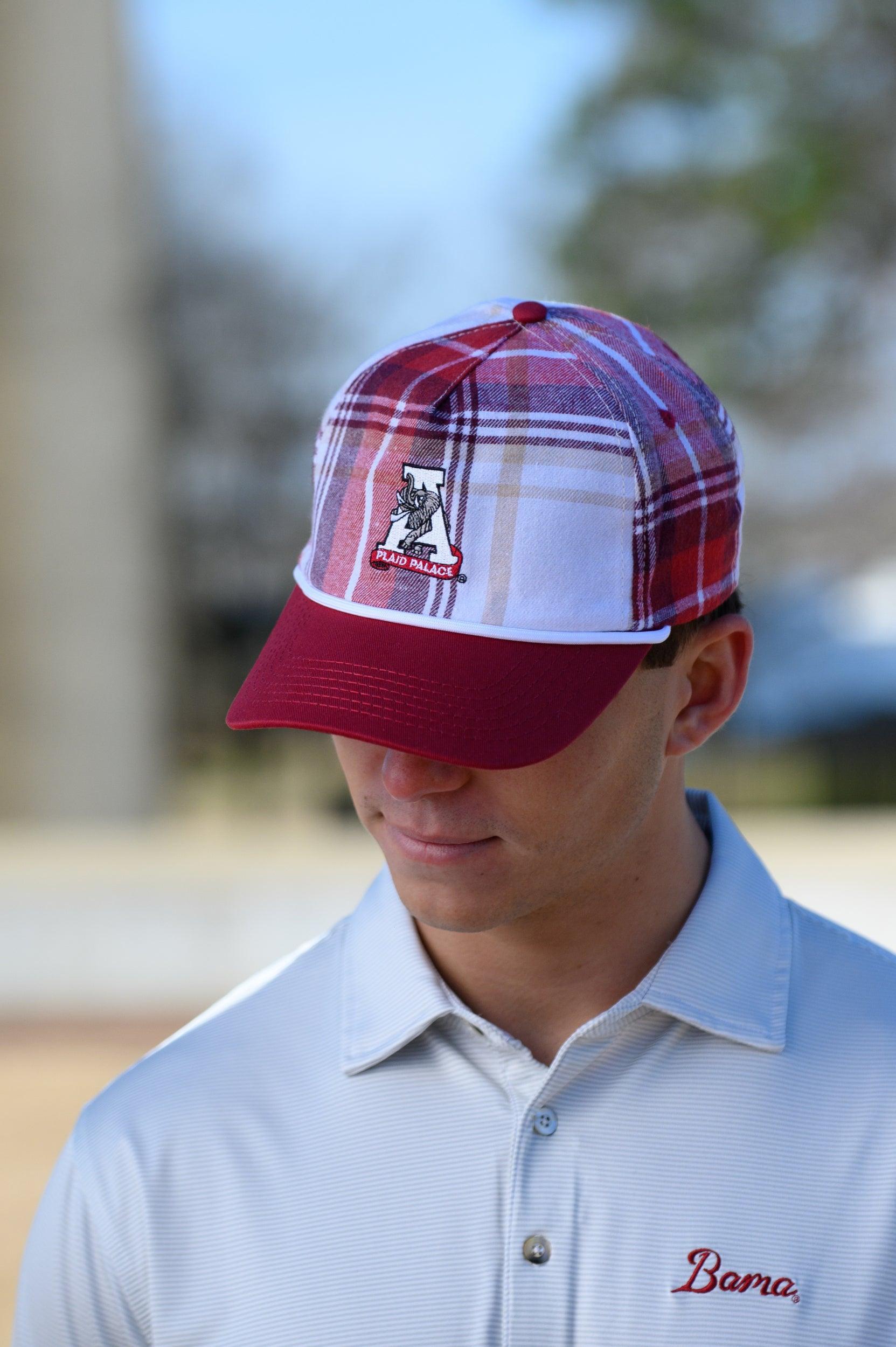 University of Alabama Crimson Plaid Hat with a White Vintage A Logo Patch