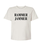 University of Alabama White Ladies Tee with Black Text “Rammer Jammer”