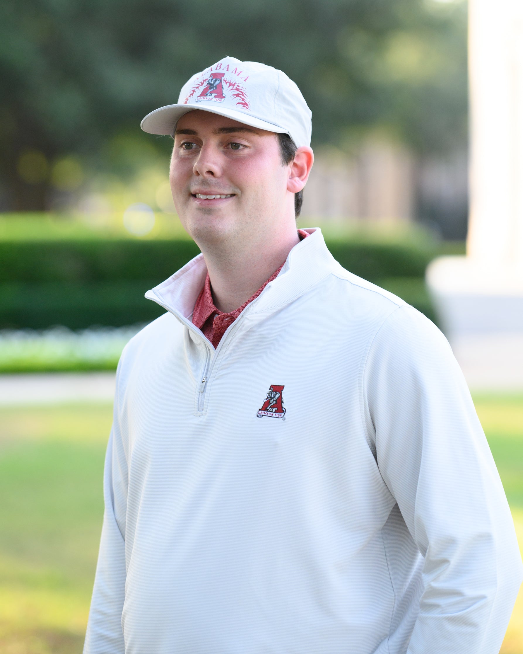 University of Alabama Light Grey Hat with 'ALABAMA', the Vintage A Logo, and a wave design in Red and White