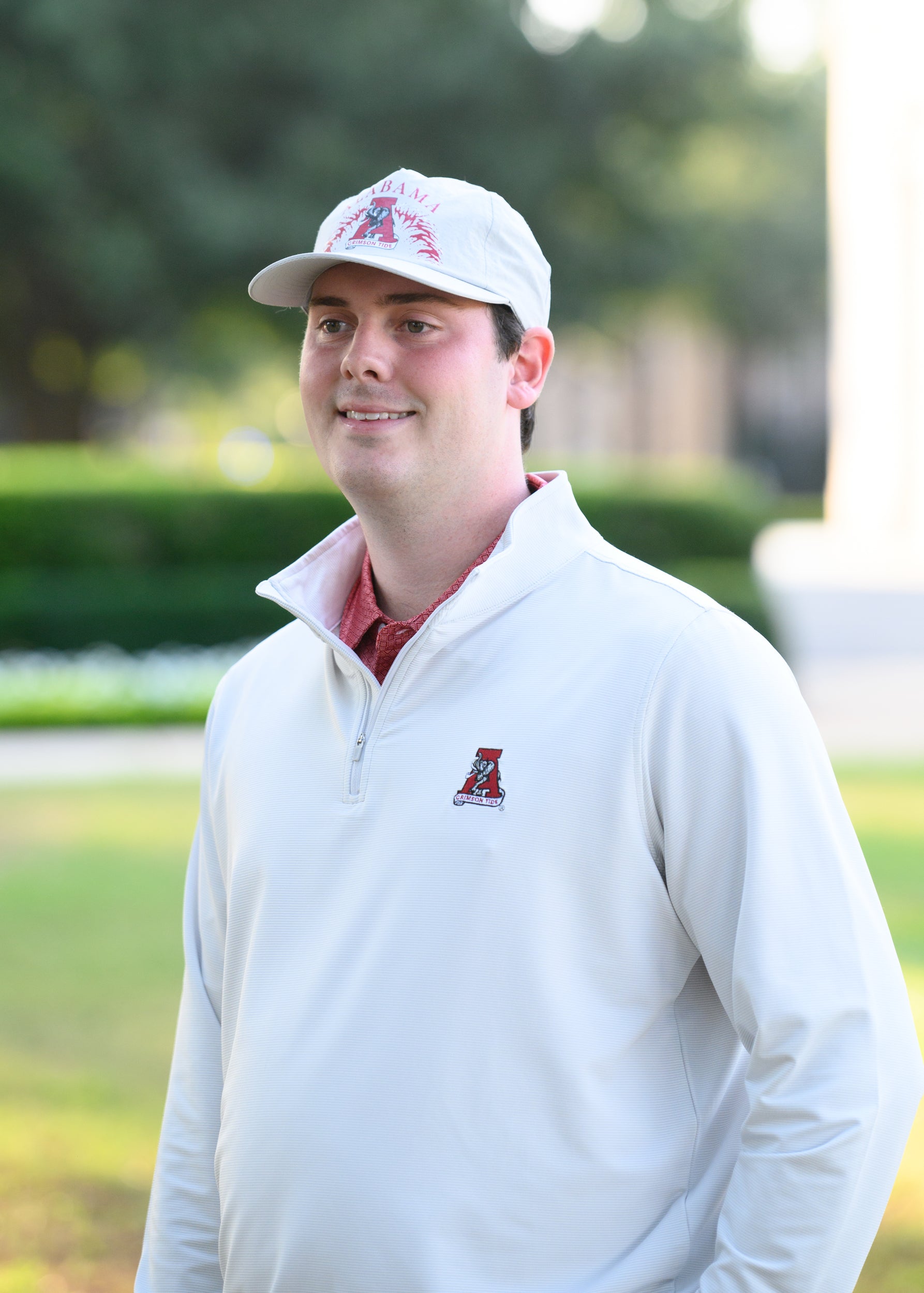 University of Alabama Light Grey Hat with 'ALABAMA', the Vintage A Logo, and a wave design in Red and White