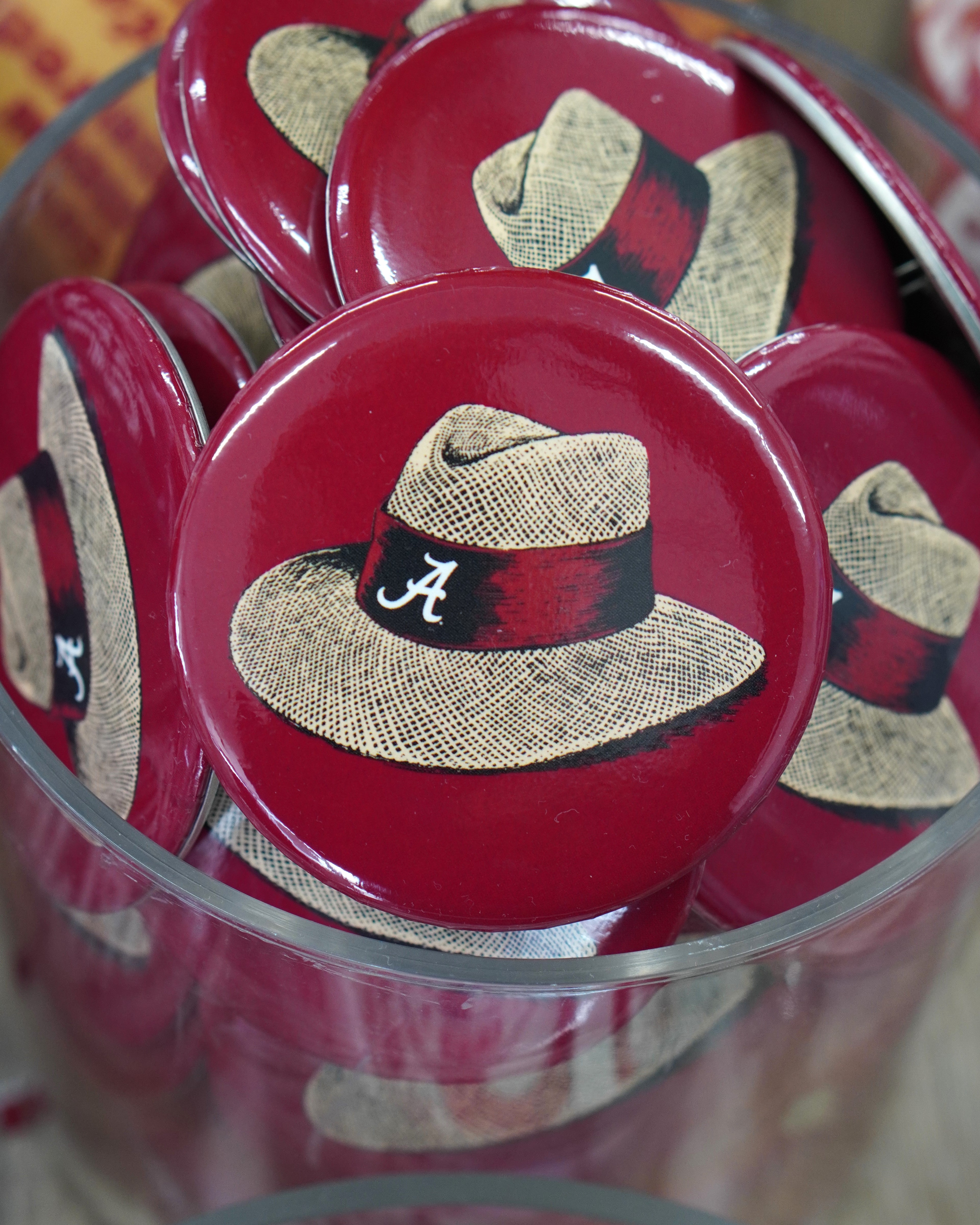 University of Alabama Red Button with Nick Saban's iconic straw hat