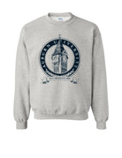Auburn University Light Grey Crewneck with a navy design featuring the Samford Hall clock tower and the text 'Auburn University'.