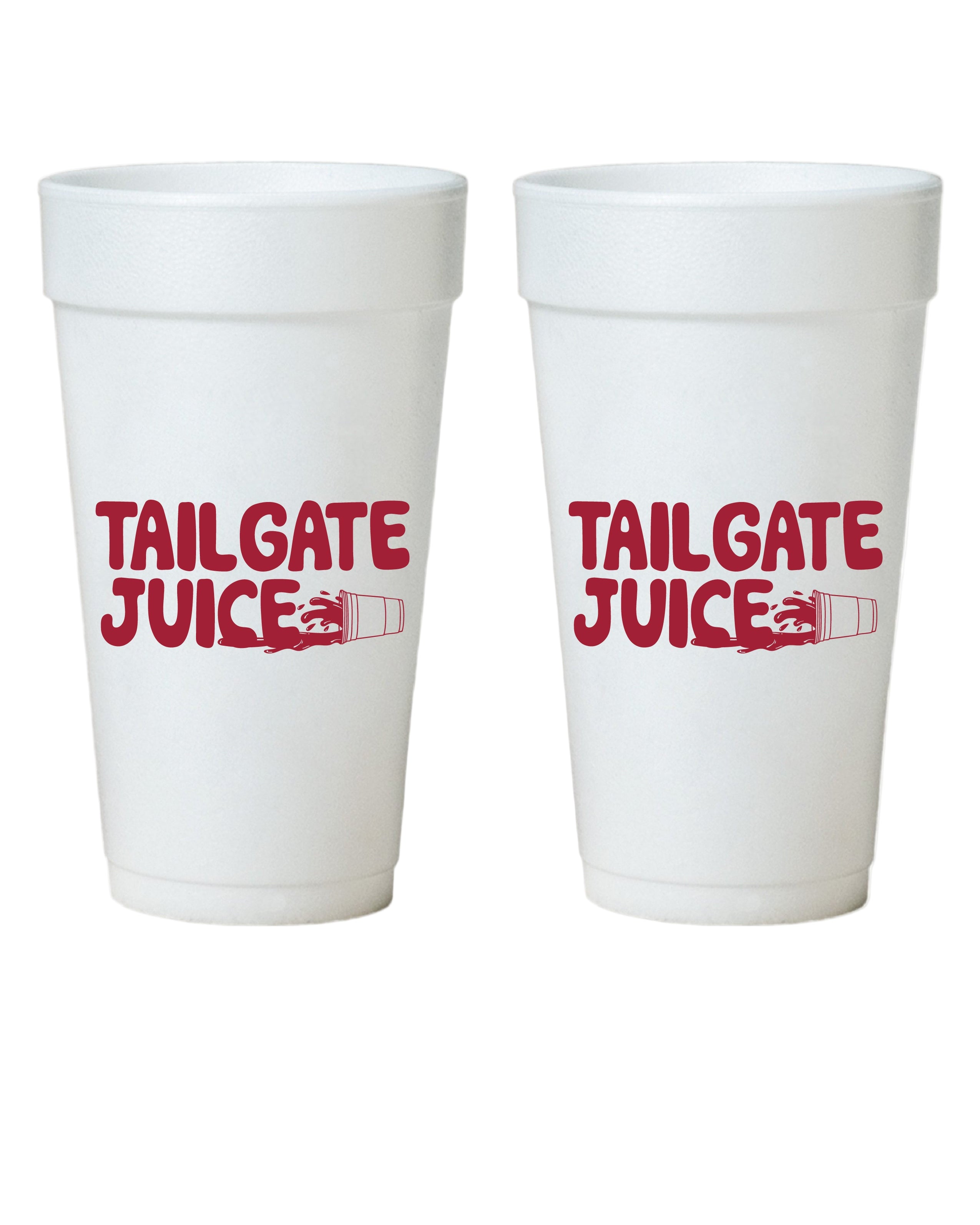 University of Alabama White Styrofoam Cup with Red text “Tailgate Juice”