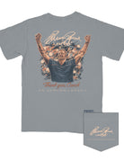Auburn University Grey T-Shirt with an illustration of Bruce Pearl cheering above text “Thank You, Coach”
