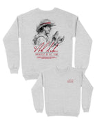 University of Alabama White Gildan Sweatshirt with an illustration of Nick Saban above his signature and Red text "Greatest Of All Time"