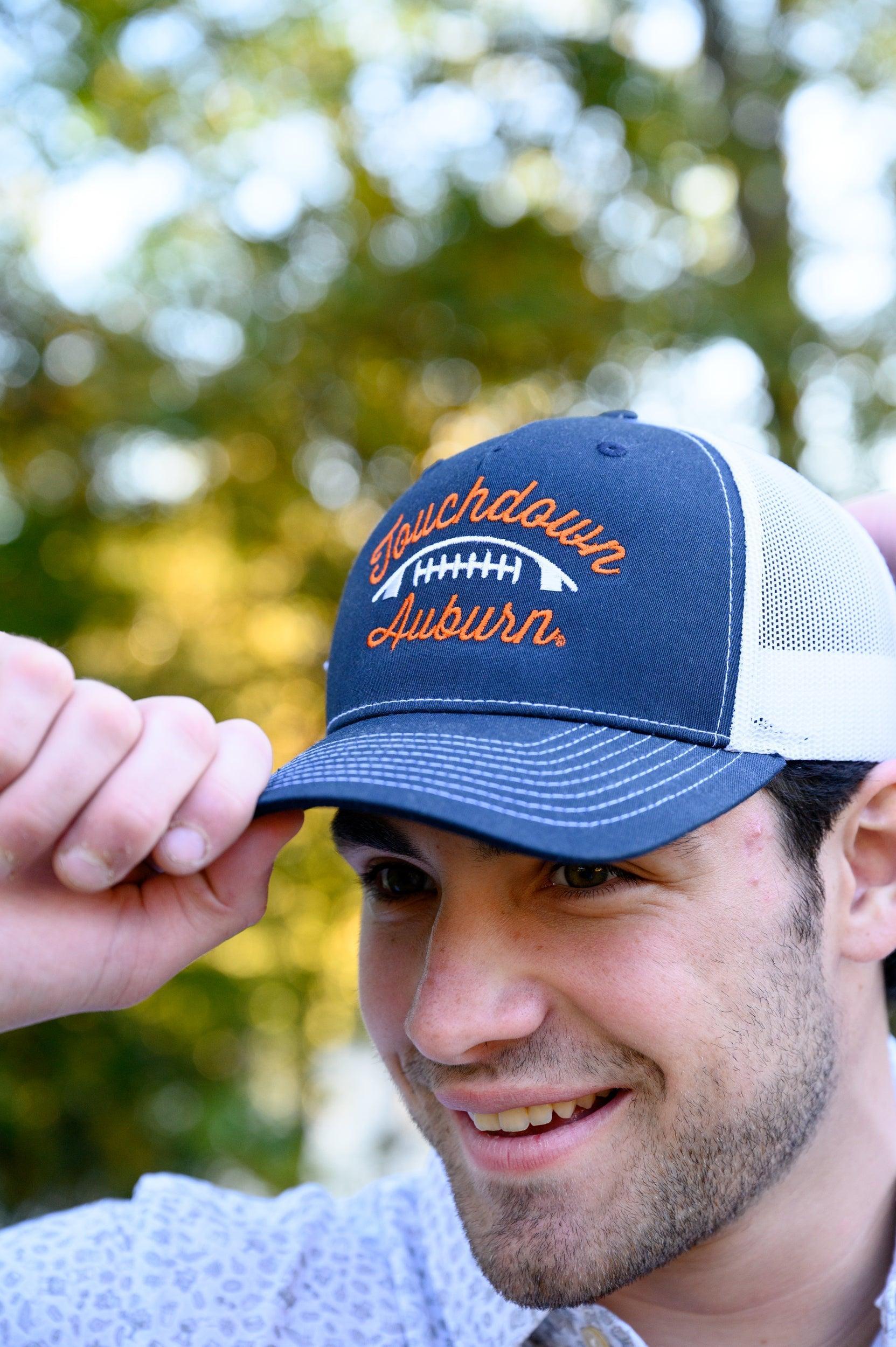 Auburn University Navy and White Hat with Orange "Touchdown Auburn" embroidery around a White football icon