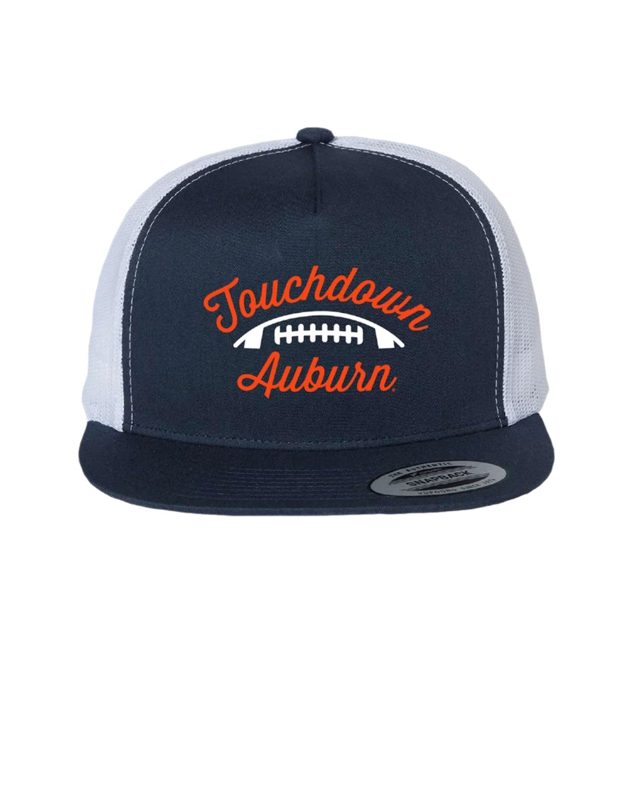 Auburn University Navy and White Hat with Orange "Touchdown Auburn" embroidery around a White football icon
