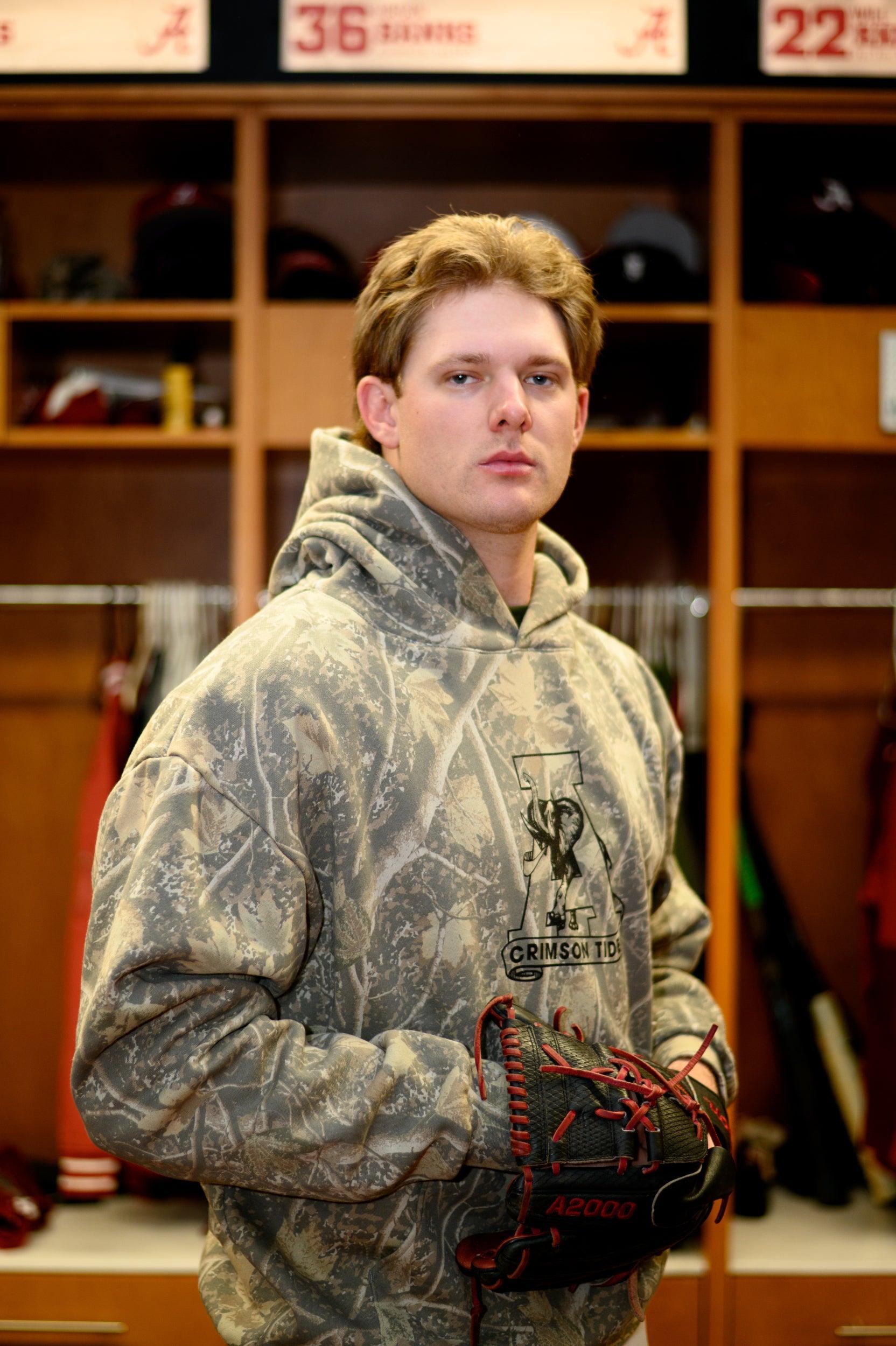 University of Alabama Camo Hoodie with Black print of the Vault A Logo