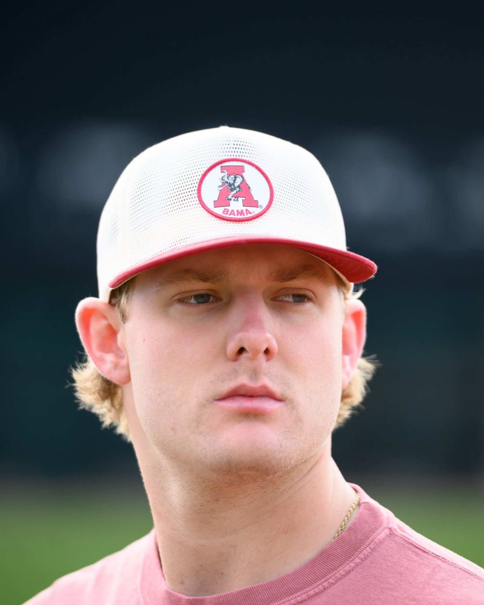 University of Alabama White and Crimson Hat with embroidery of the Vintage A Logo