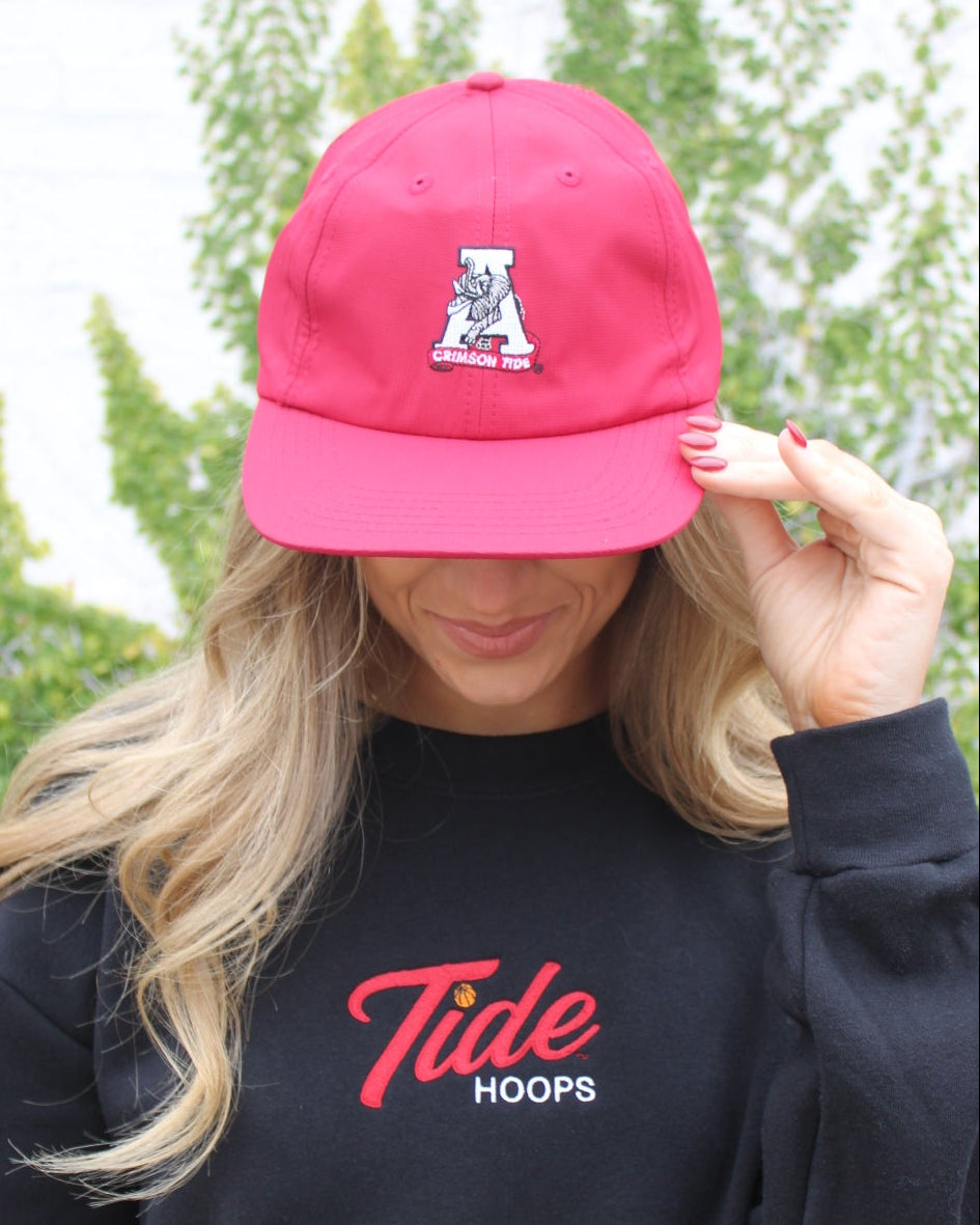 University of Alabama Red Flat bill Hat with a Vintage A Logo patch