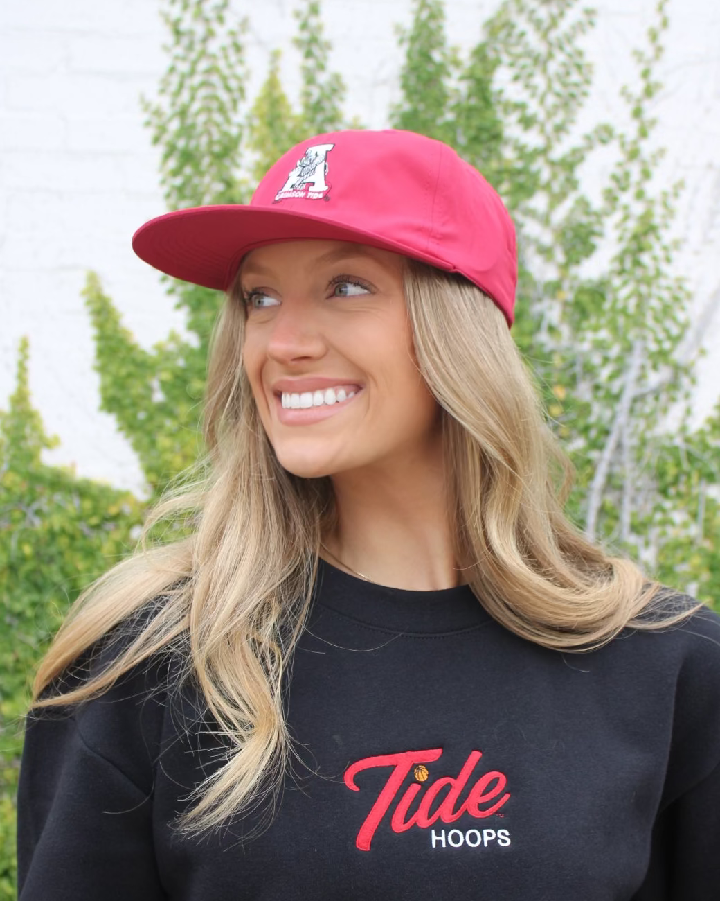 University of Alabama Red Flat bill Hat with a Vintage A Logo patch