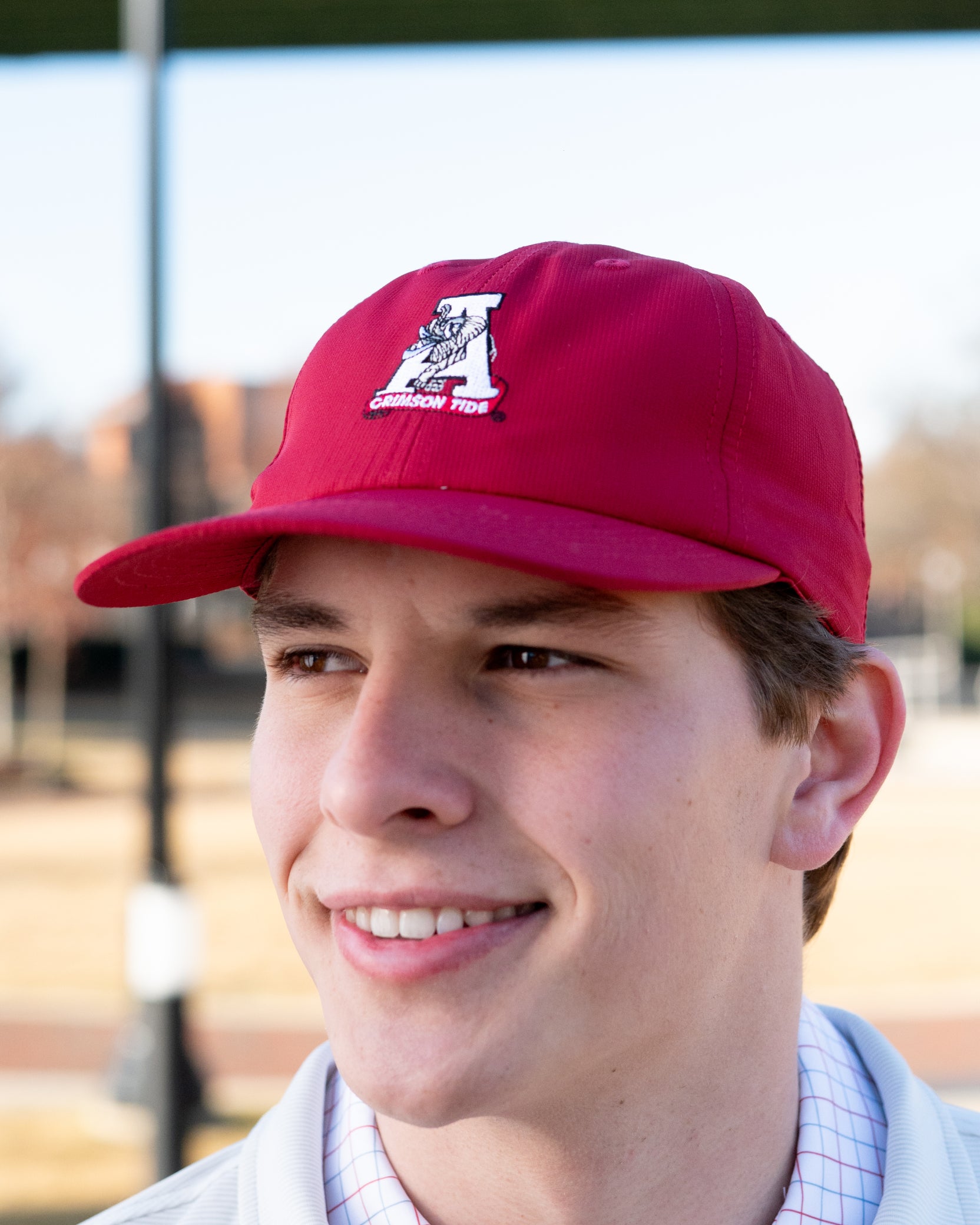 University of Alabama Grey/Red Flat bill Hat with a Vintage A Logo patch