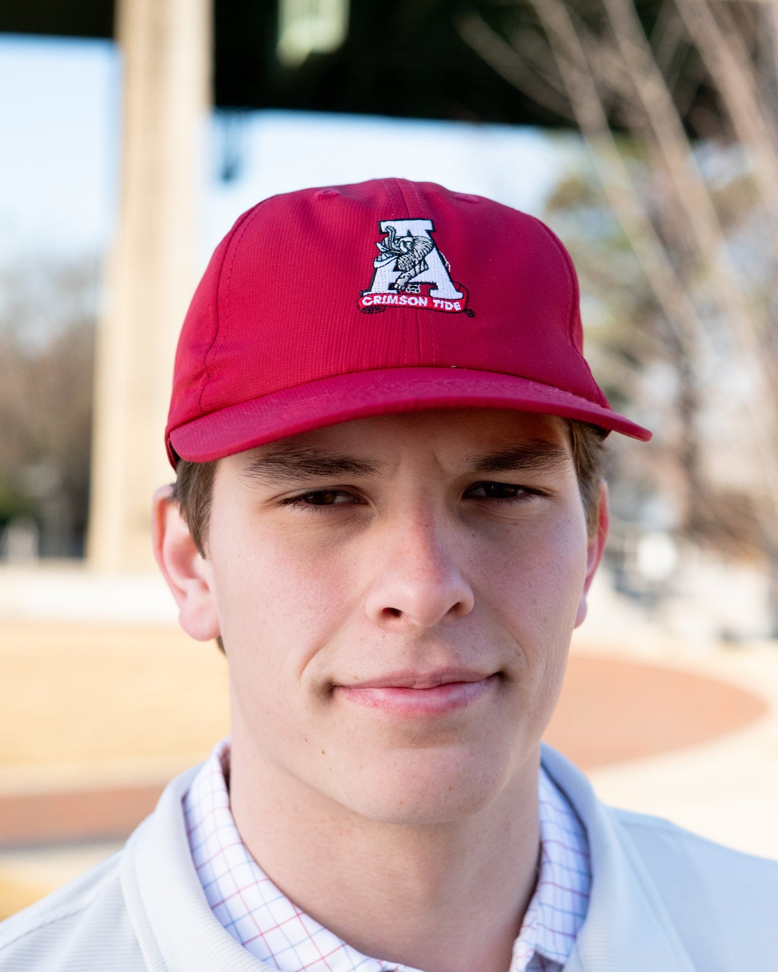 University of Alabama Red Flat bill Hat with a Vintage A Logo patch