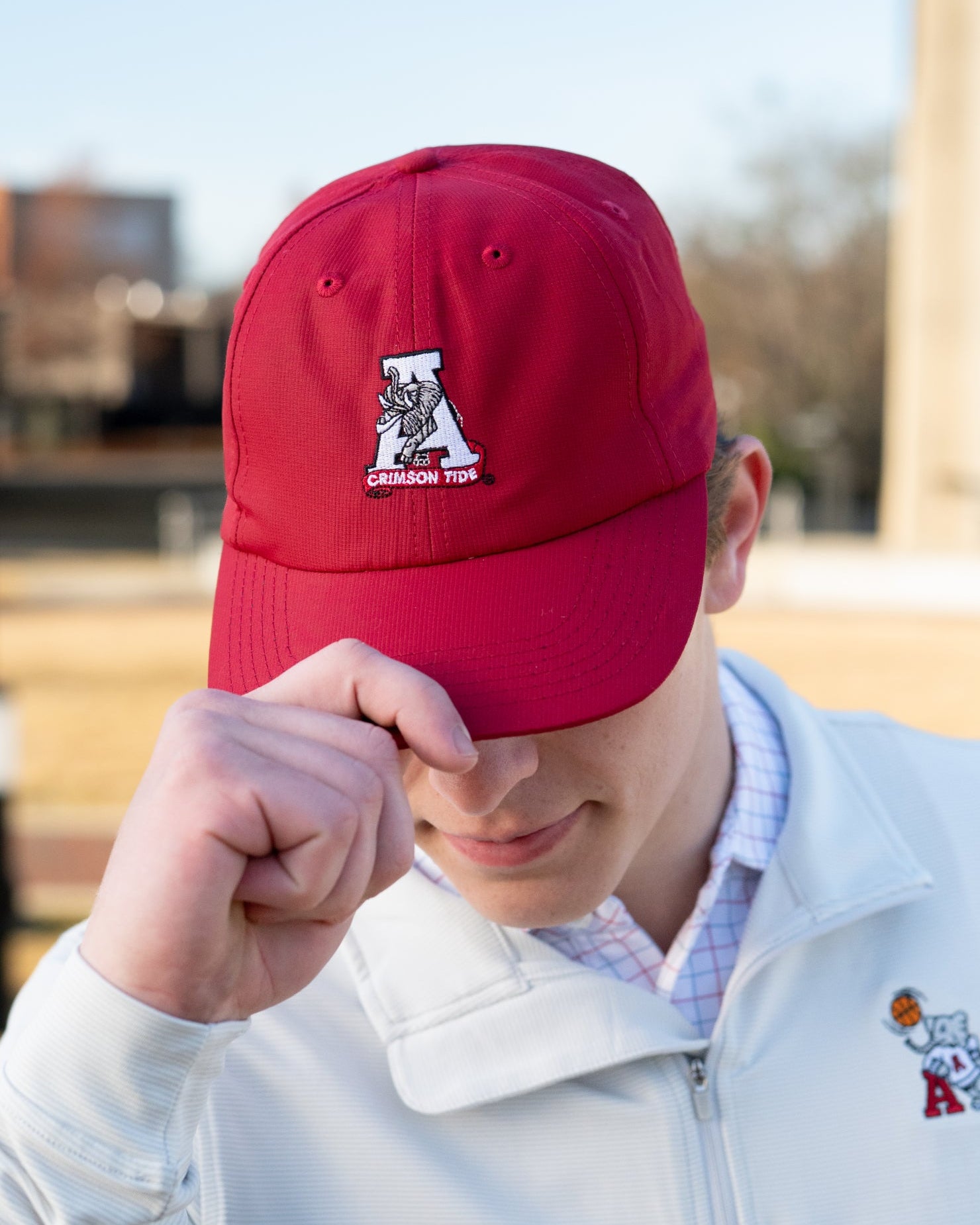 University of Alabama Red Flat bill Hat with a Vintage A Logo patch