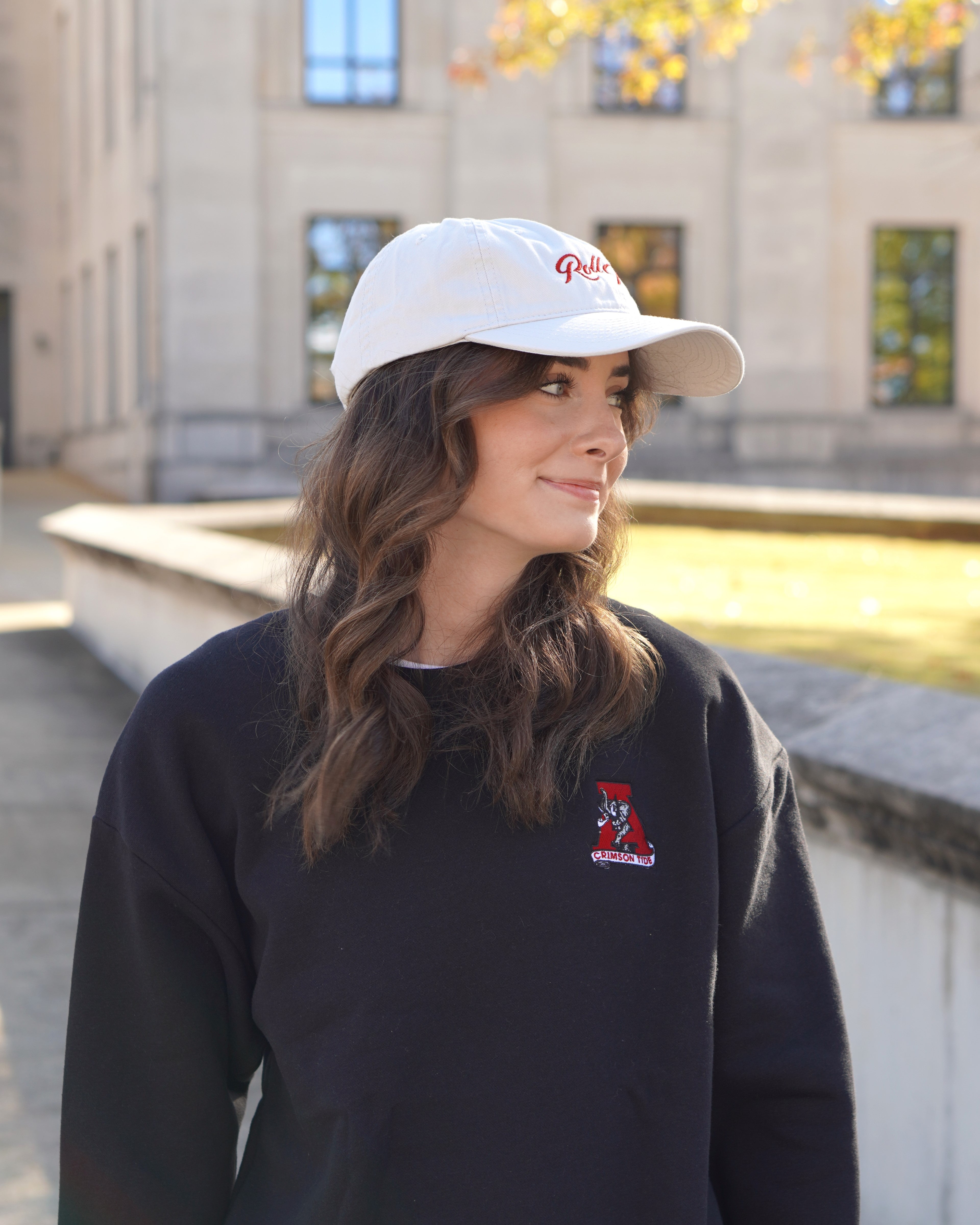 University of Alabama Black Sweatshirt with an embroidered Vintage A logo