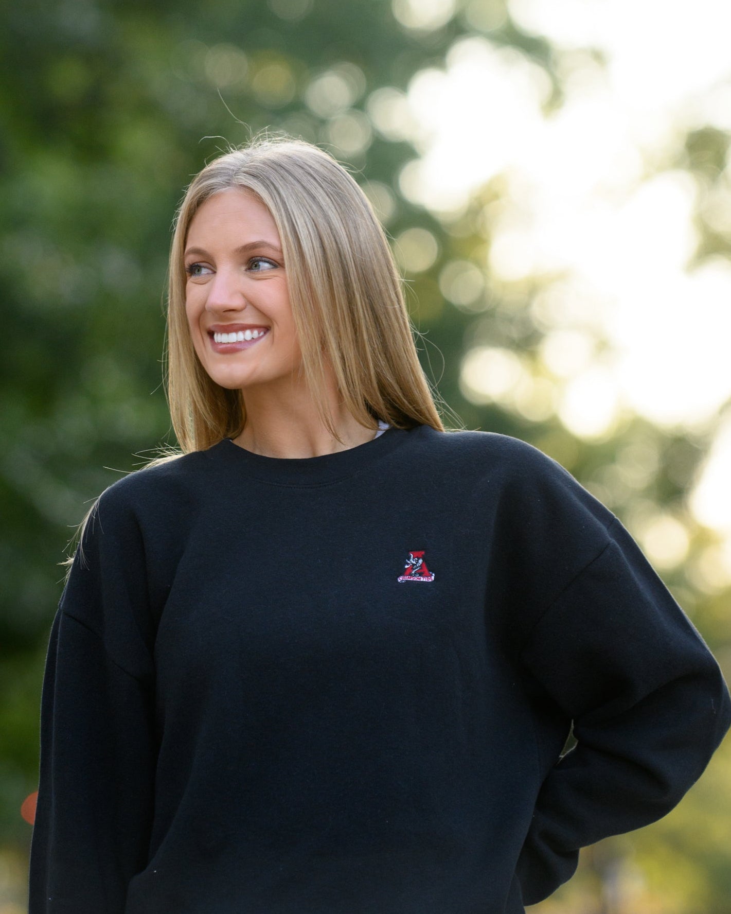 University of Alabama Black Sweatshirt with an embroidered Vintage A logo