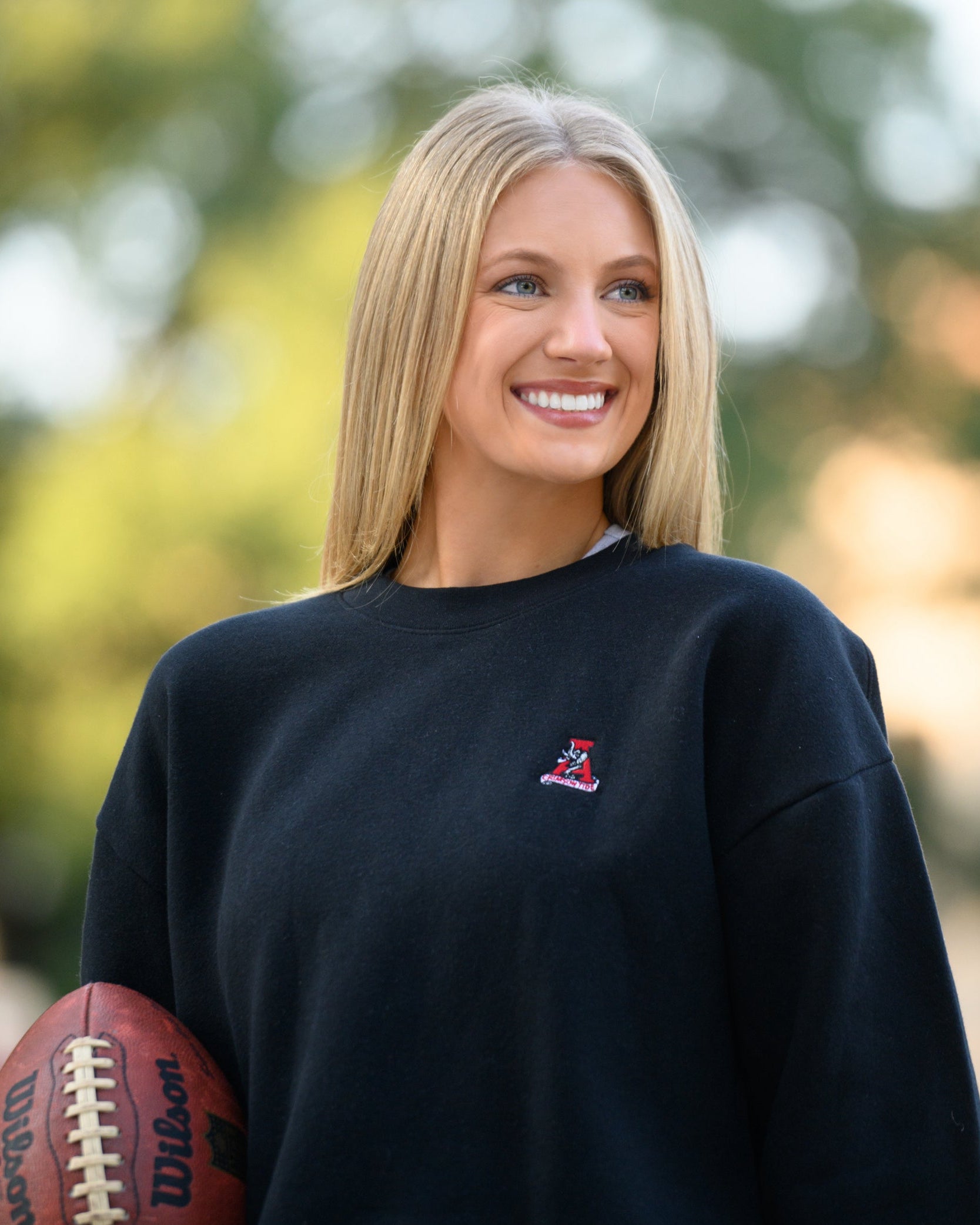 University of Alabama Black Sweatshirt with an embroidered Vintage A logo