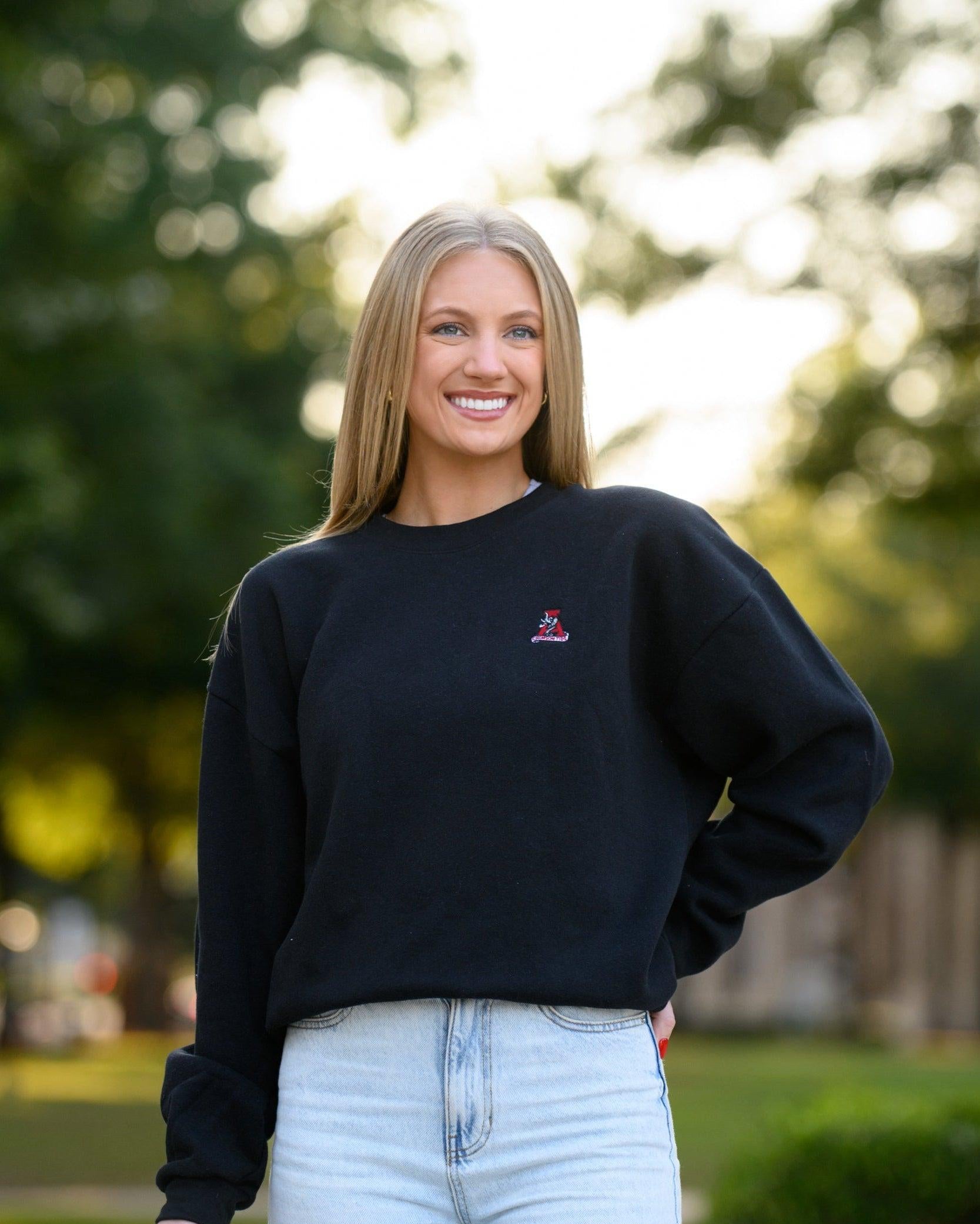 University of Alabama Black Sweatshirt with an embroidered Vintage A logo