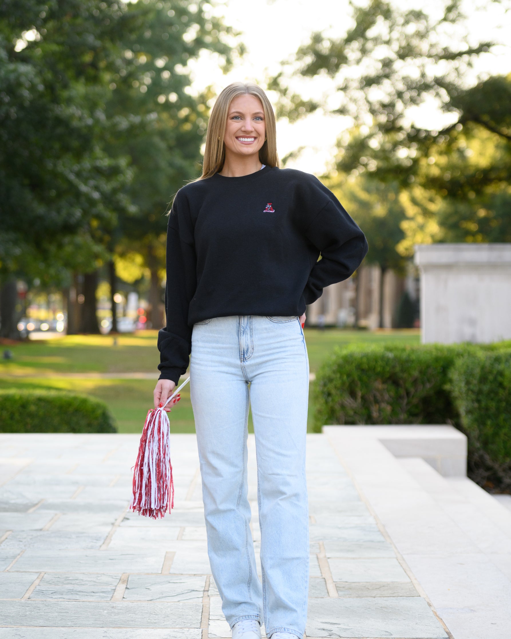 University of Alabama Black Sweatshirt with an embroidered Vintage A logo