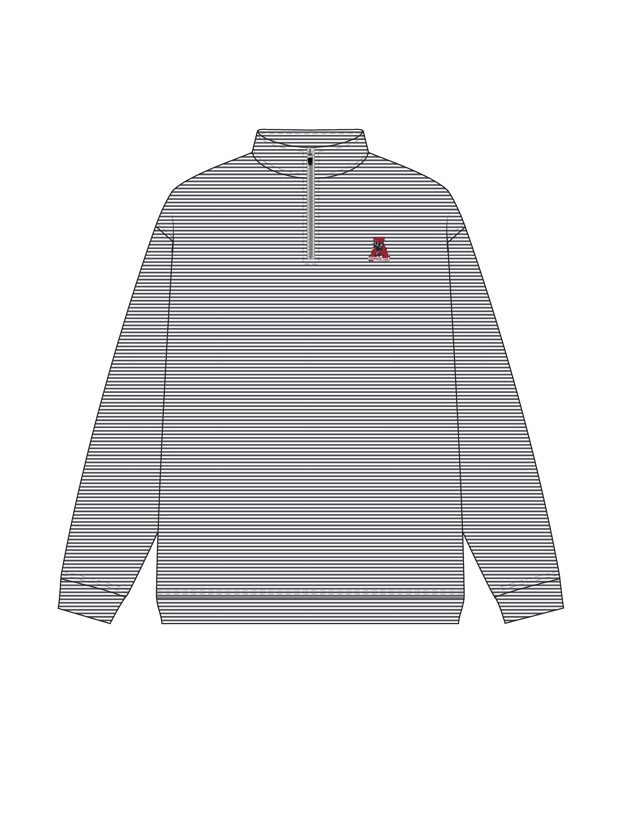 University of Alabama Grey Men's Stripe 1/4 Zip with Vintage A Logo embroidery on the chest