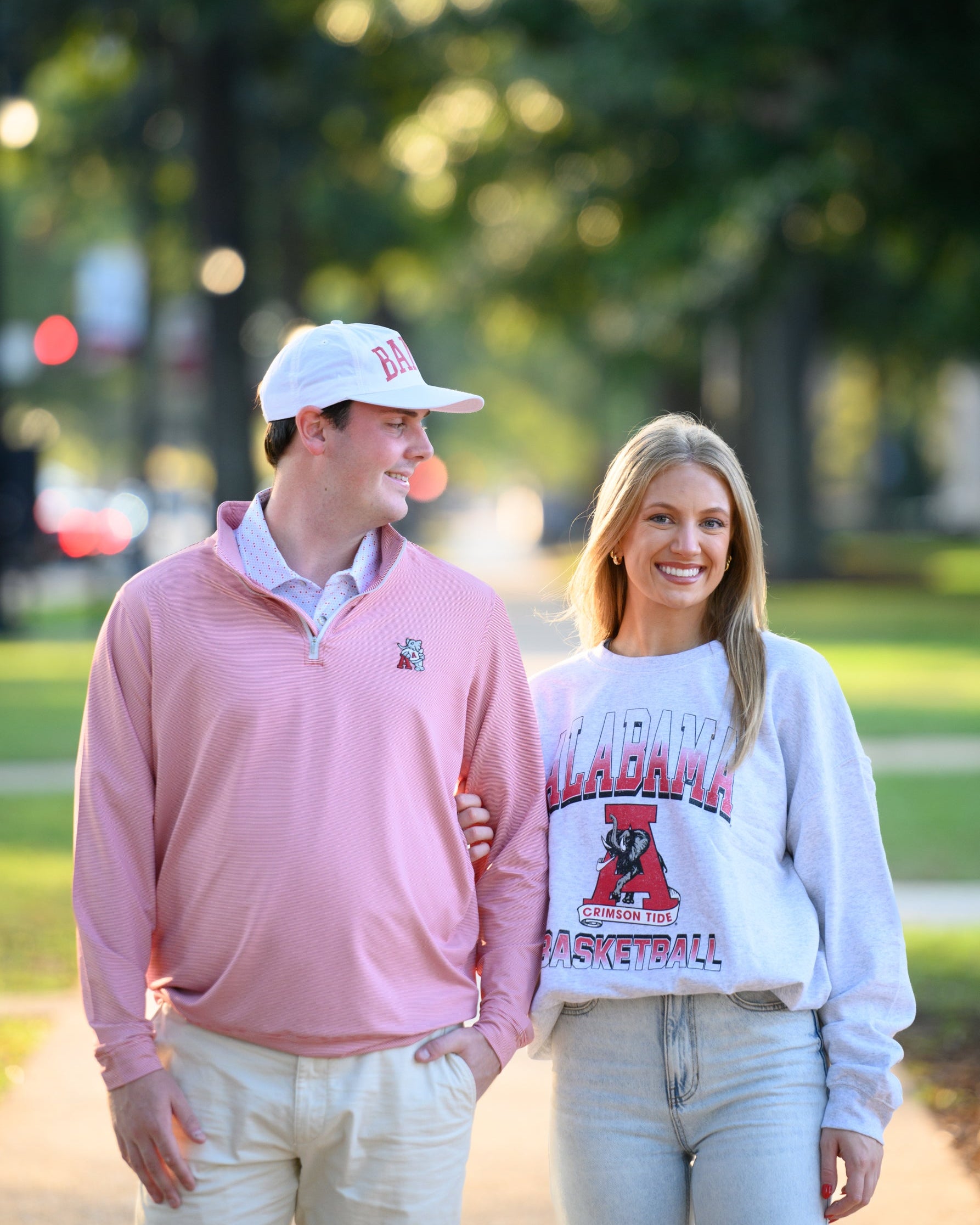 University of Alabama Light Grey Sweatshirt with the Vintage A logo between text "Alabama Basketball"
