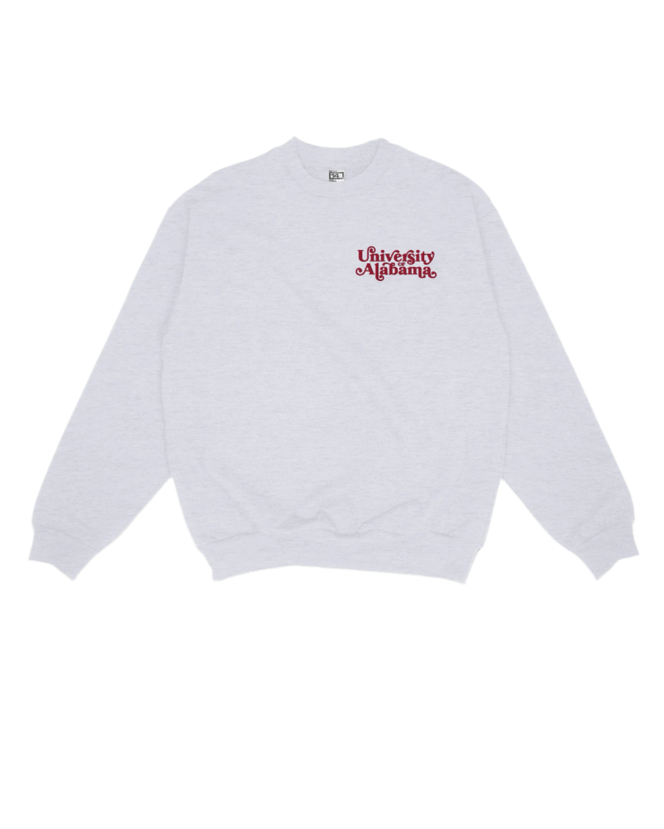 University of Alabama Grey Ladies' Crewneck with Red "University of Alabama" embroidery