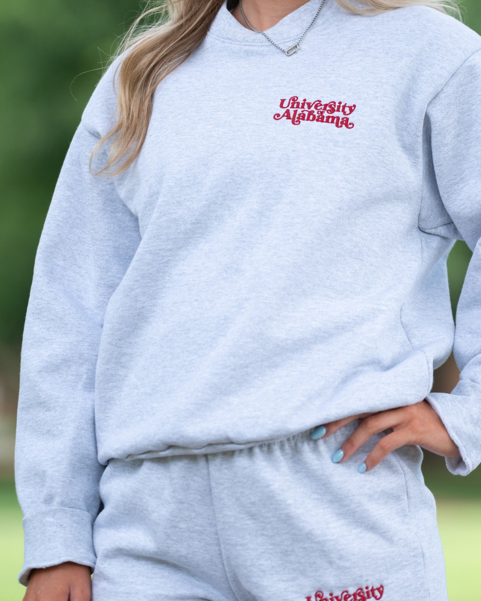 University of Alabama Grey Ladies’ Shorts with Red "University of Alabama" embroidery