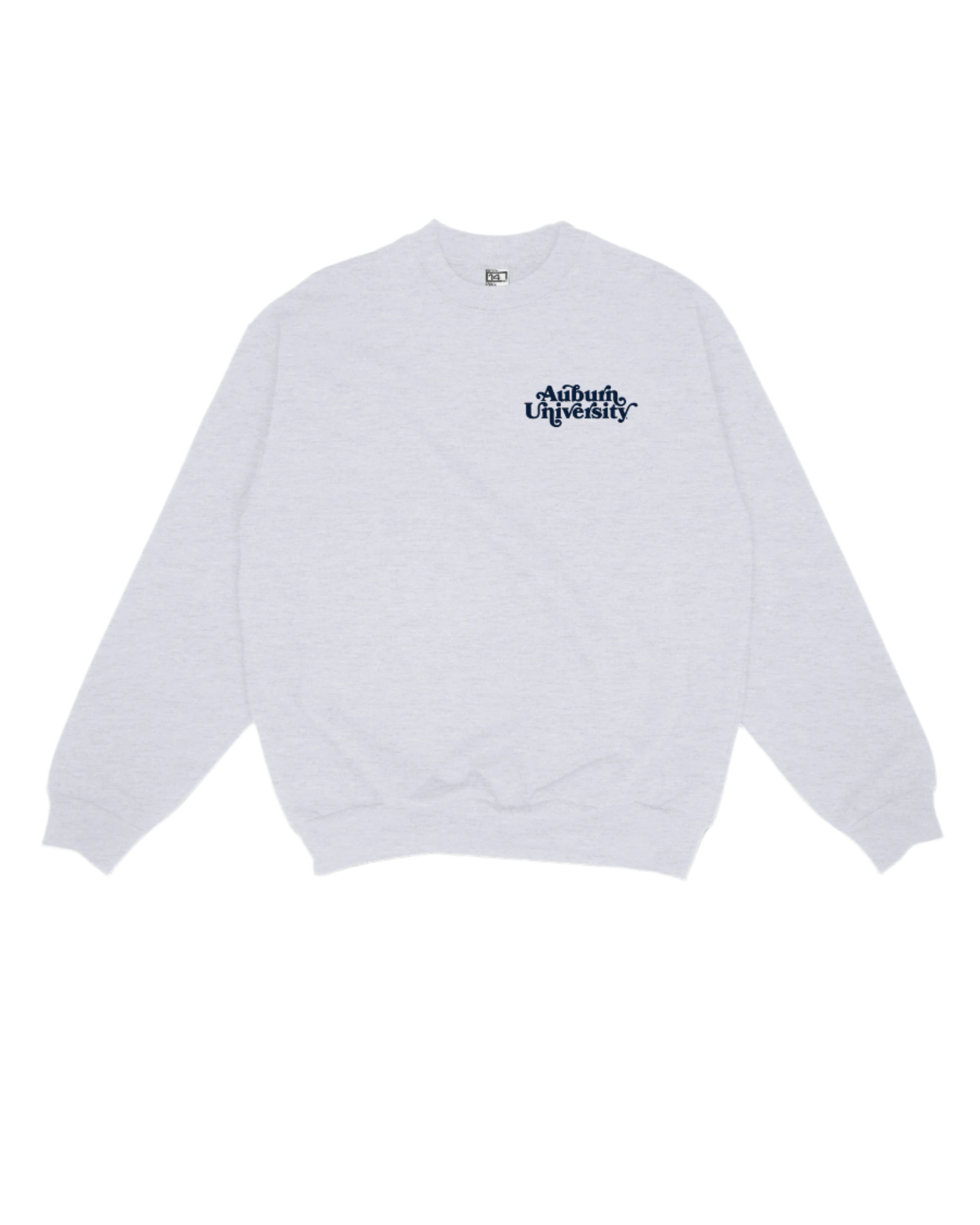 Auburn University Grey Ladies’ Crewneck with Navy "Auburn University" embroidery