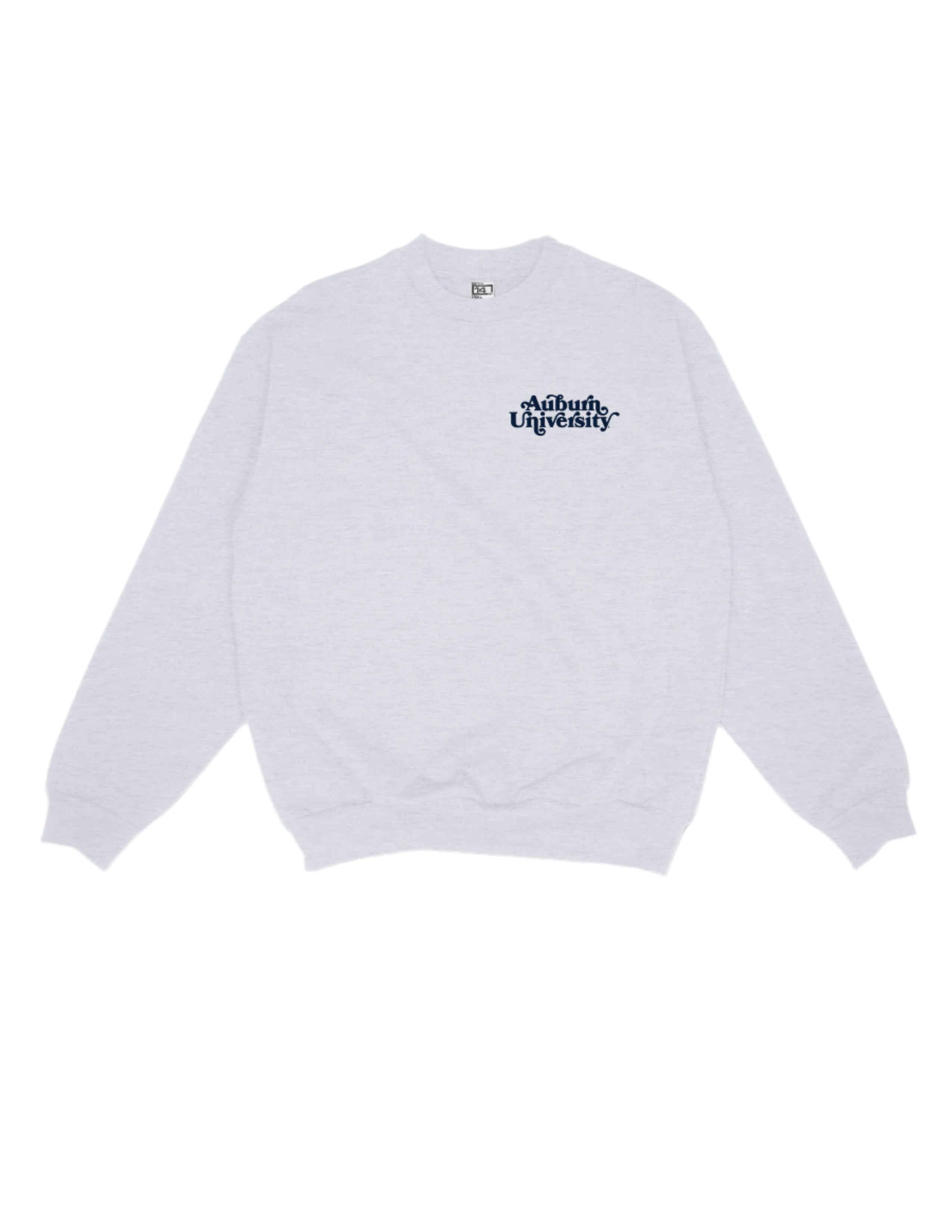 Auburn University Grey Ladies’ Crewneck with Navy "Auburn University" embroidery