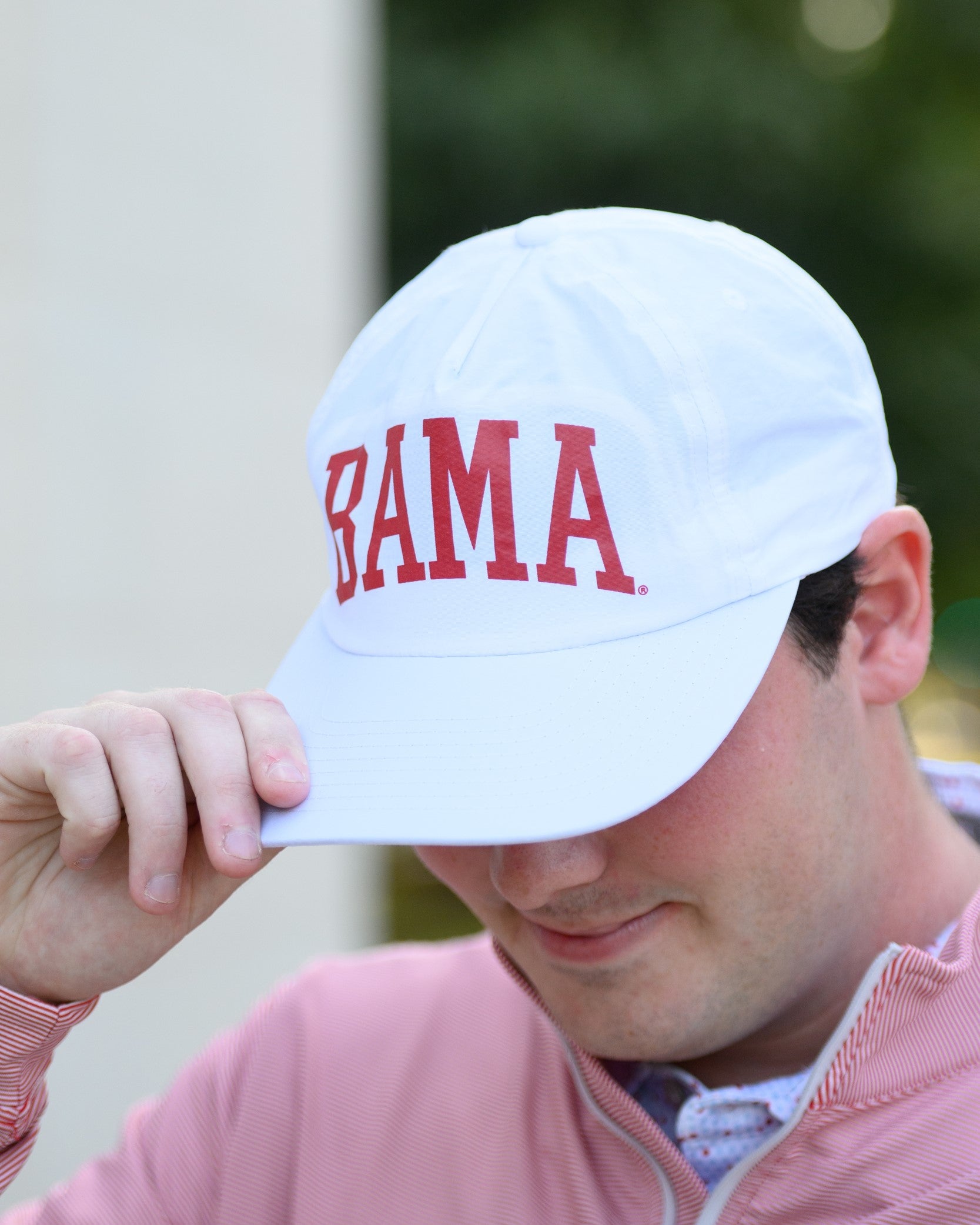 University of Alabama White Hat with Red text "BAMA"
