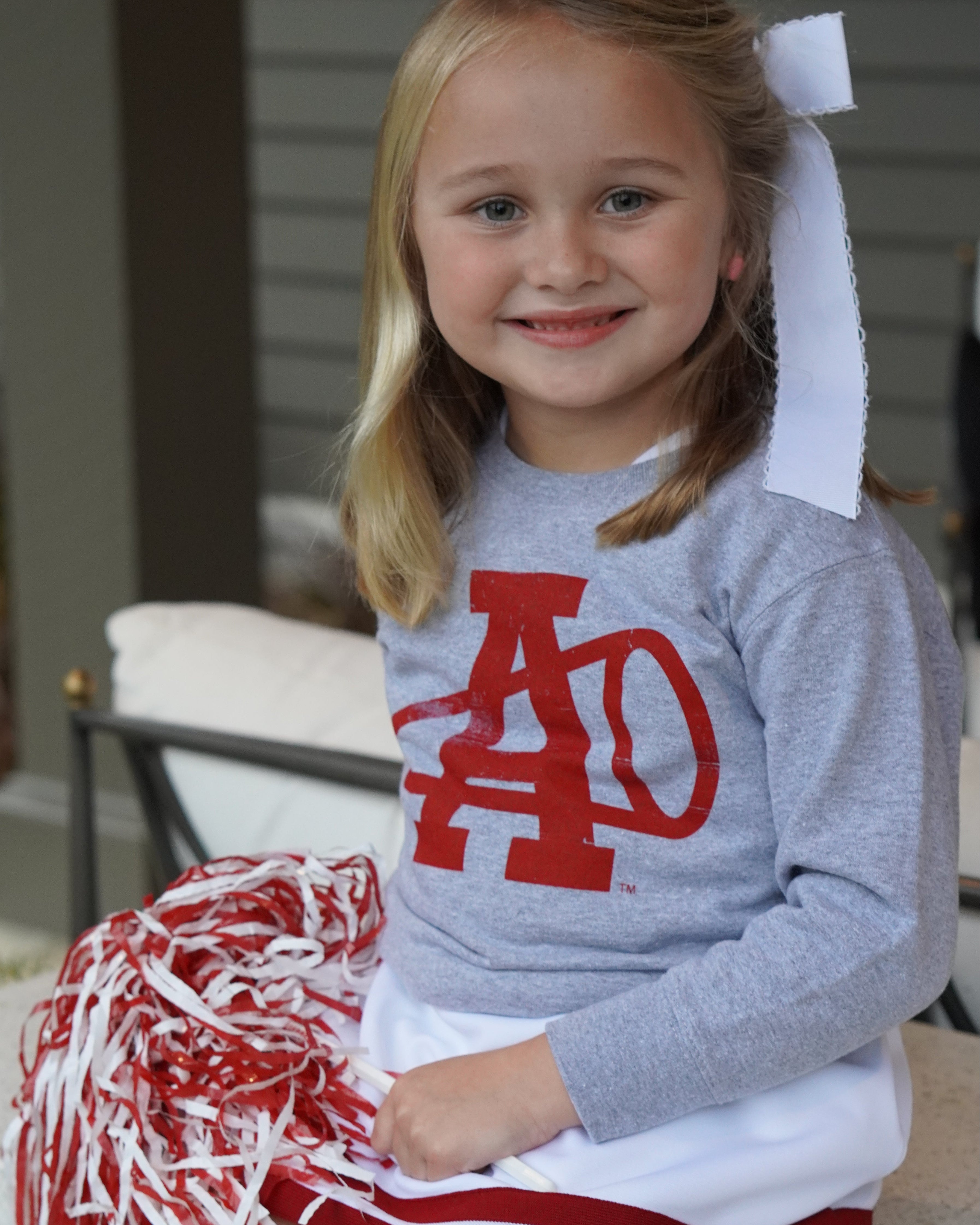 University of Alabama Grey Youth Sweatshirt with a Red megaphone and Red "A"