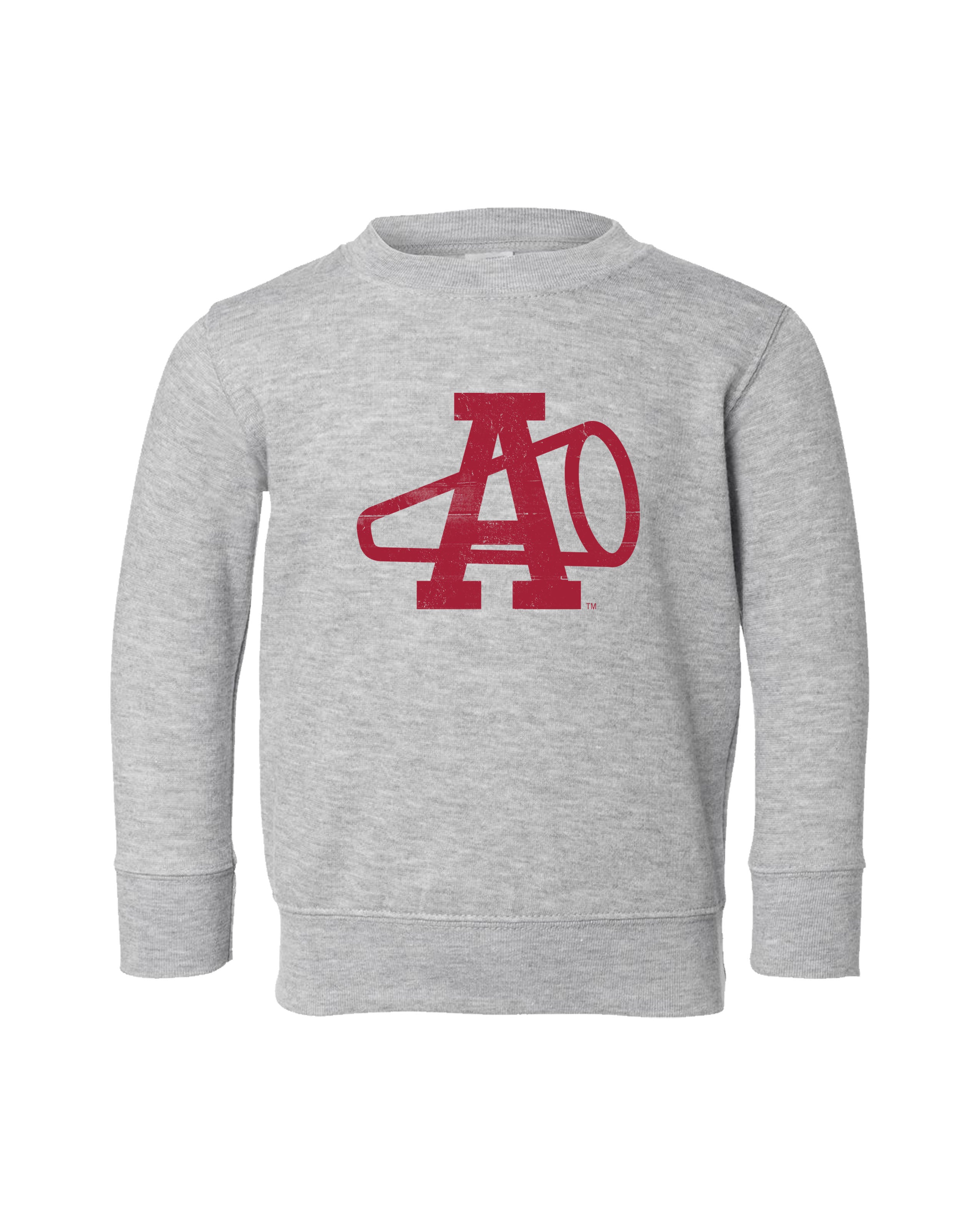 University of Alabama Grey Youth Sweatshirt with a Red megaphone and Red "A"