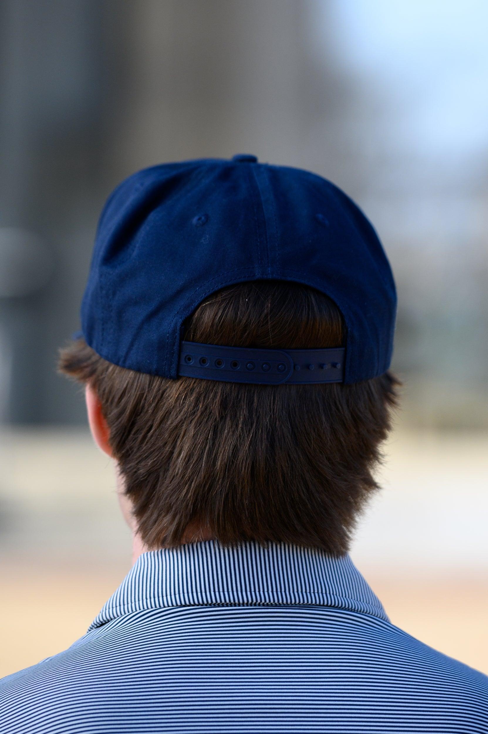 Auburn University Blue Snapback Hat featuring a White patch with Navy letters "WDE"
