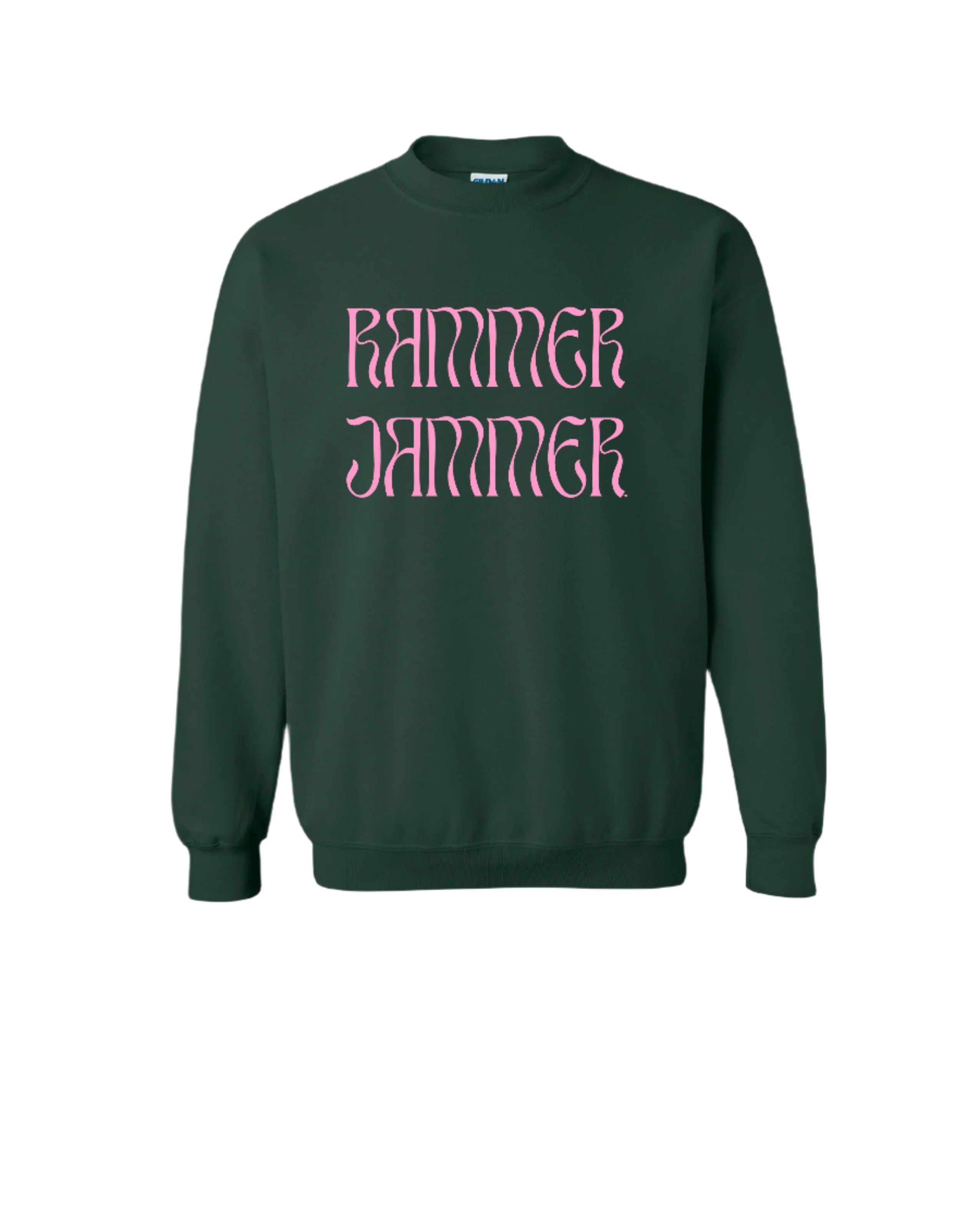 University of Alabama Dark Green Sweatshirt with Pink text "Rammer Jammer"