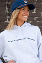 Auburn University Navy Hoodie with White embroidered text "Weagle Weagle War Damn Eagle"