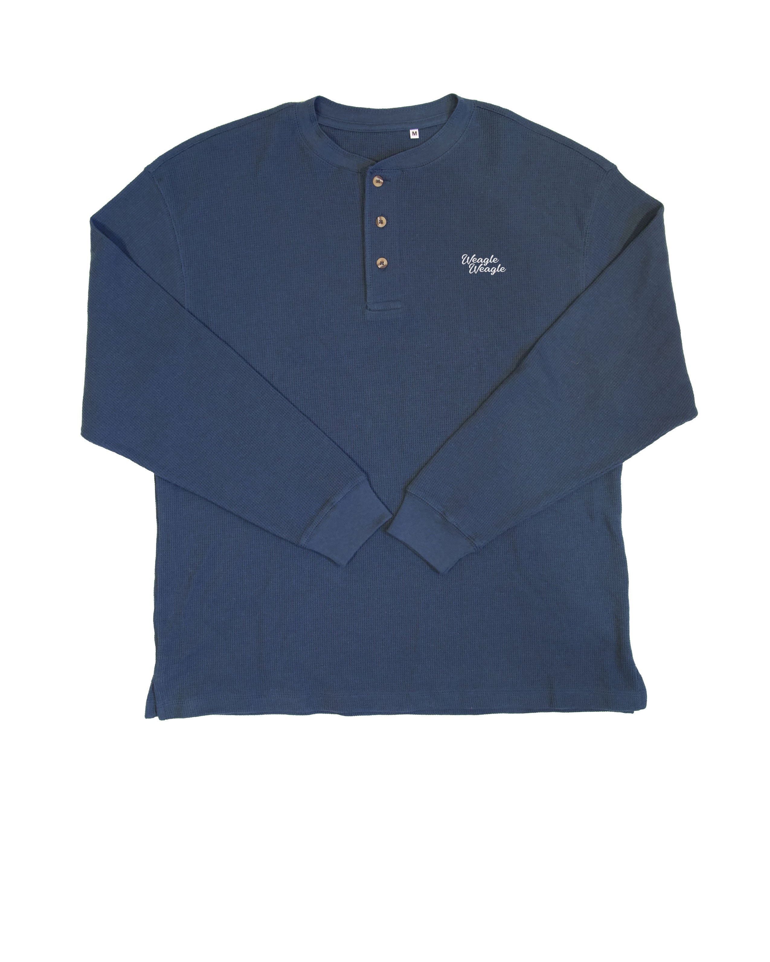 Auburn University Navy Thermal Henley with White embroidery “Weagle Weagle” on the chest