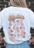 A Perfect Match White  Comfort Colors T-Shirt  with the text "Tuscaloosa" and images of matchbooks inside of an outline of the state of Alabama and smaller text reading "A PERFECT MATCH" outside the outline (Back)