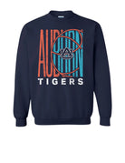 Auburn University Auburn Basketball Gildan Navy Sweatshirt  Auburn Tigers basketball sweatshirt in orange and blue colors with a retro inspired graphic design