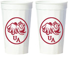 University of Alabama White Stadium Cup with an image of an elephant holding an Alabama State flag above the letters "UA"