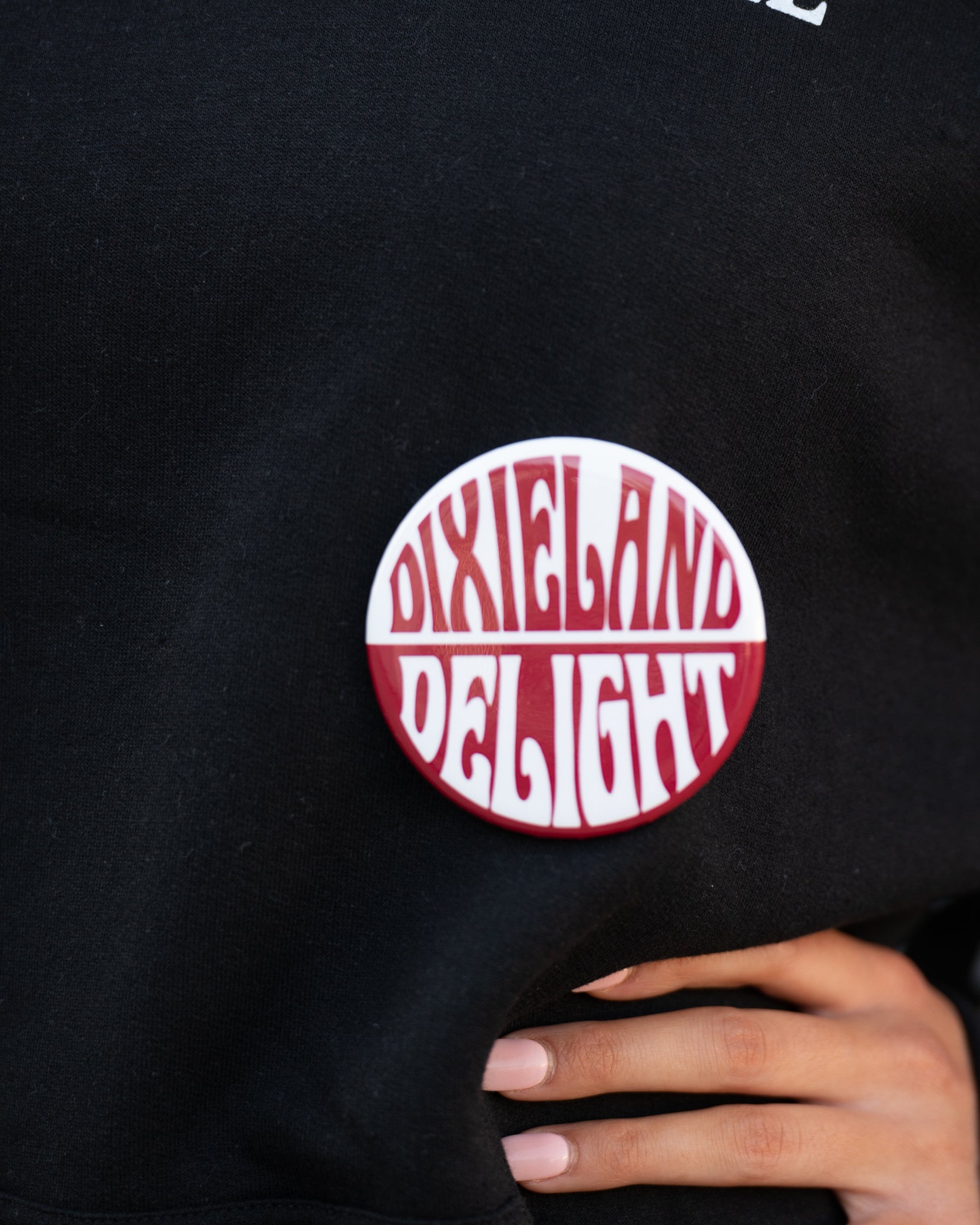 University of Alabama White and Red Button with text "Dixieland Delight"