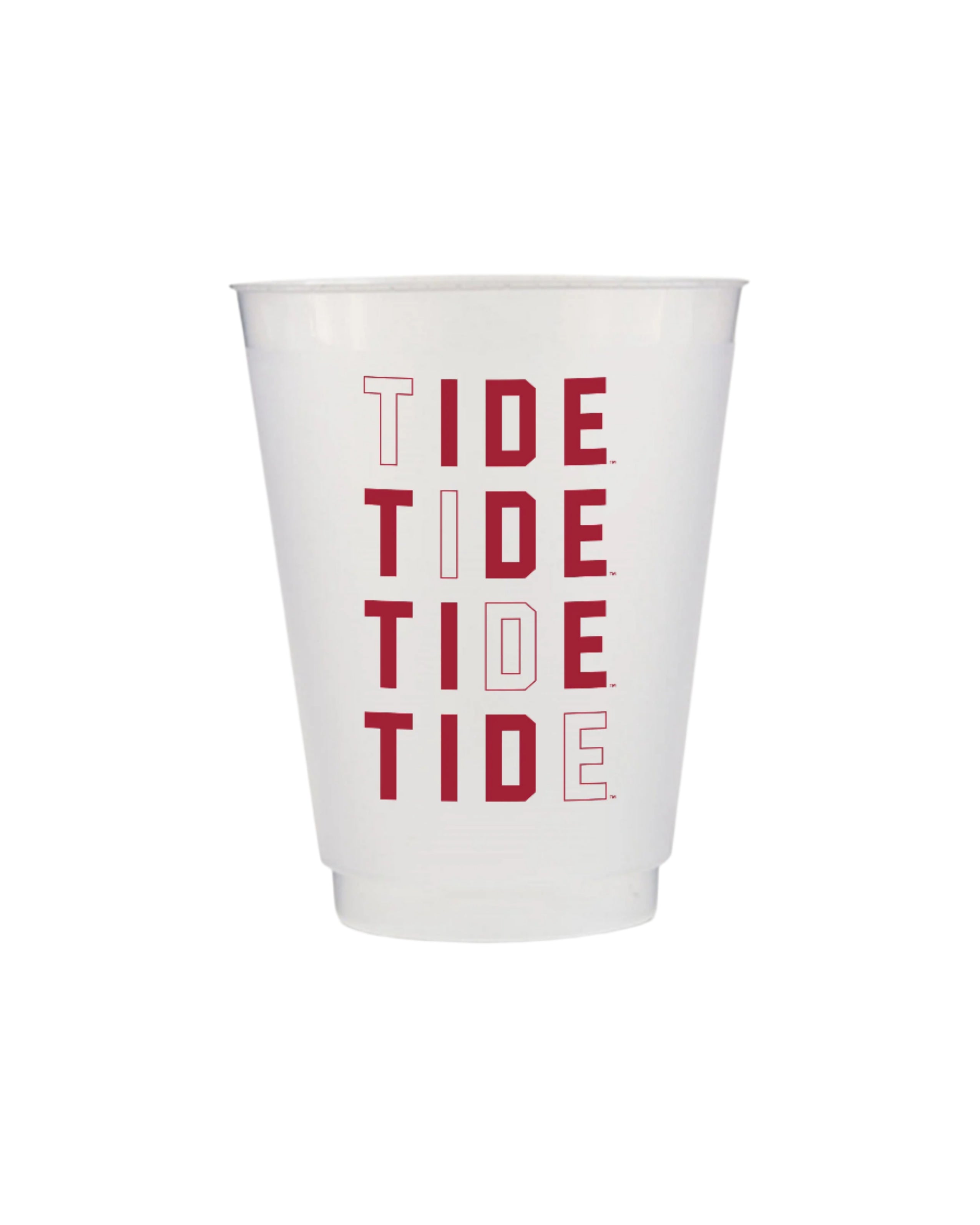 University of Alabama Frosted Cups with Red text "TIDE"
