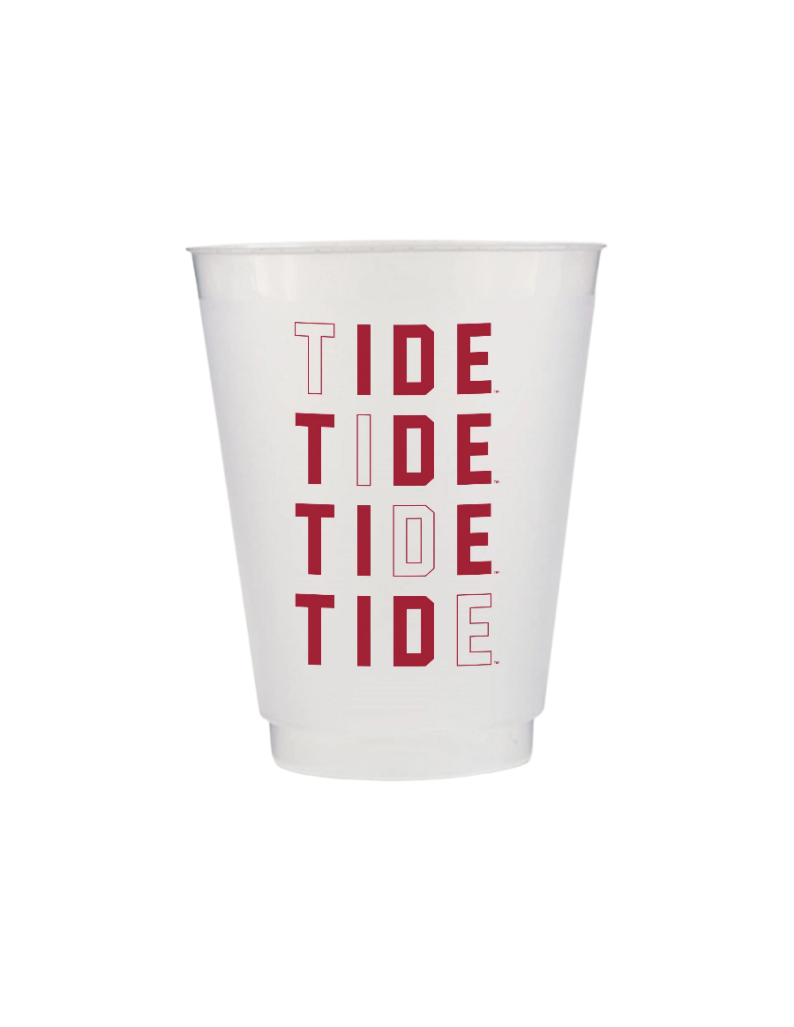 University of Alabama Frosted Cups with Red text "TIDE"